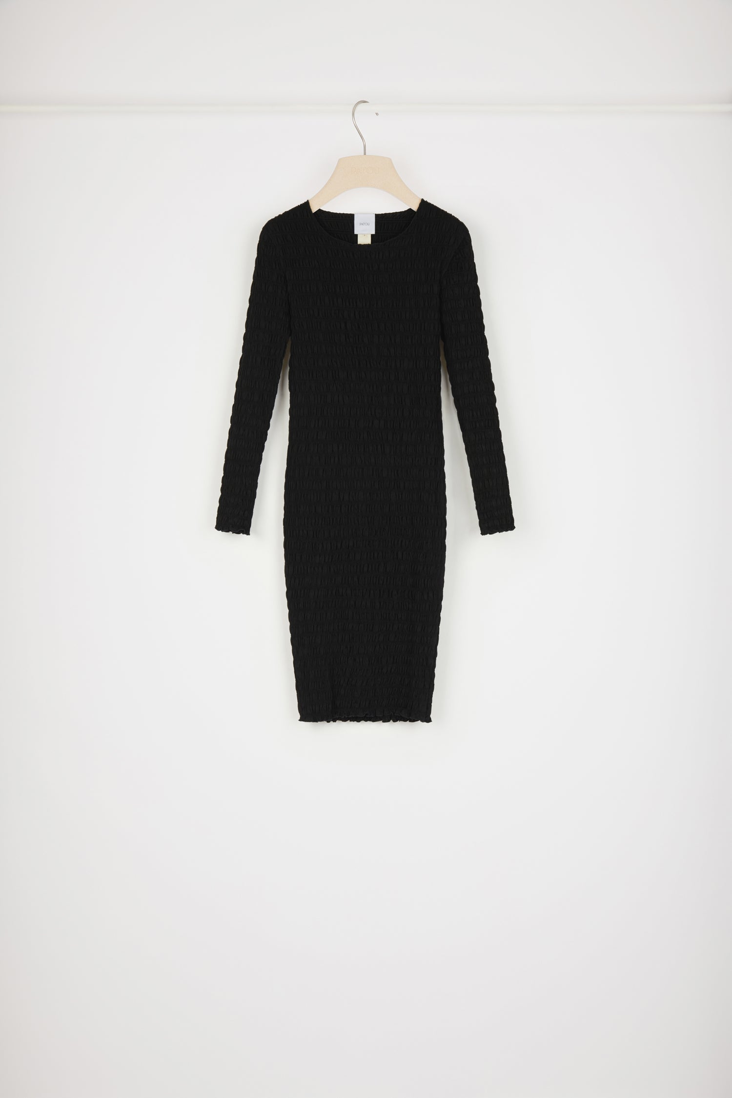 Patou JE066 robe coton bio Noire smockée manches longues
