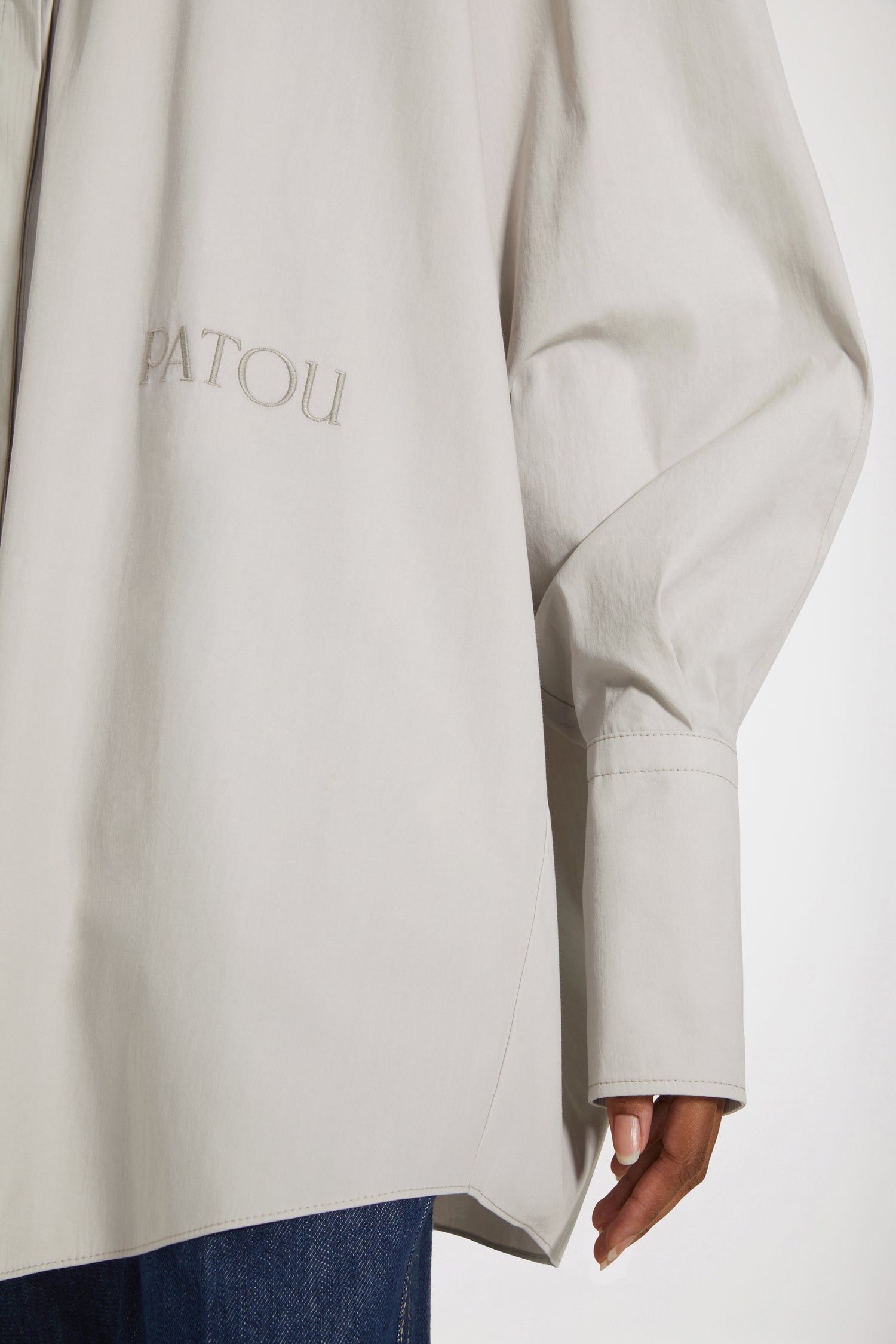 Patou robe chemise mini DR112 coton bio gris argenté 34-44