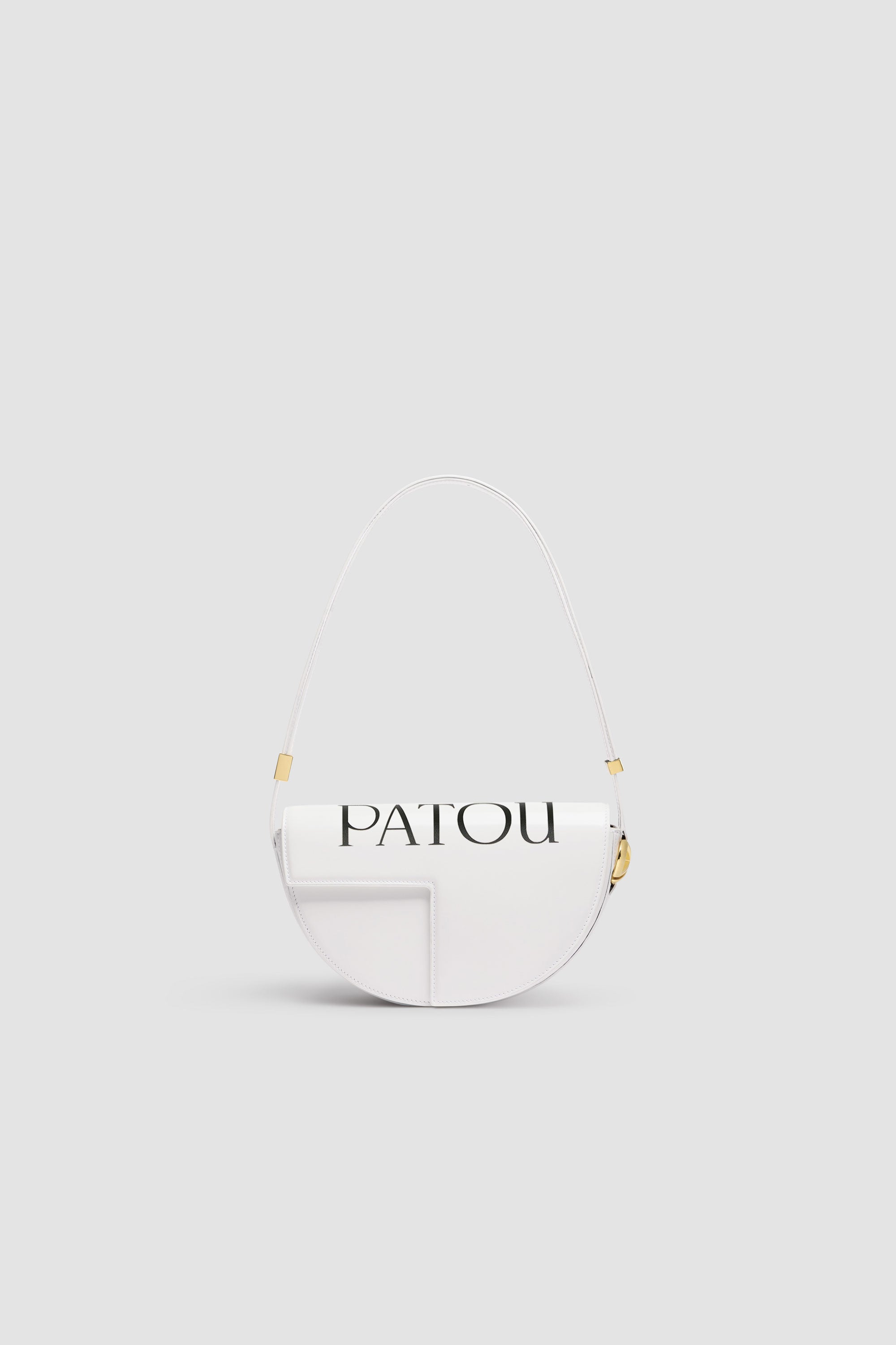 Patou Le Patou sac cuir BA001 blanc logo demi-lune