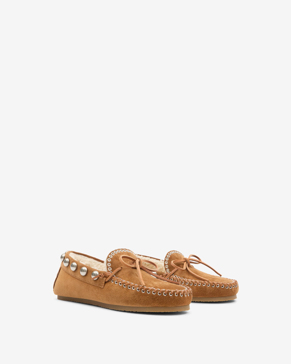 Isabel Marant Fitza mocassins cuir cognac shearling