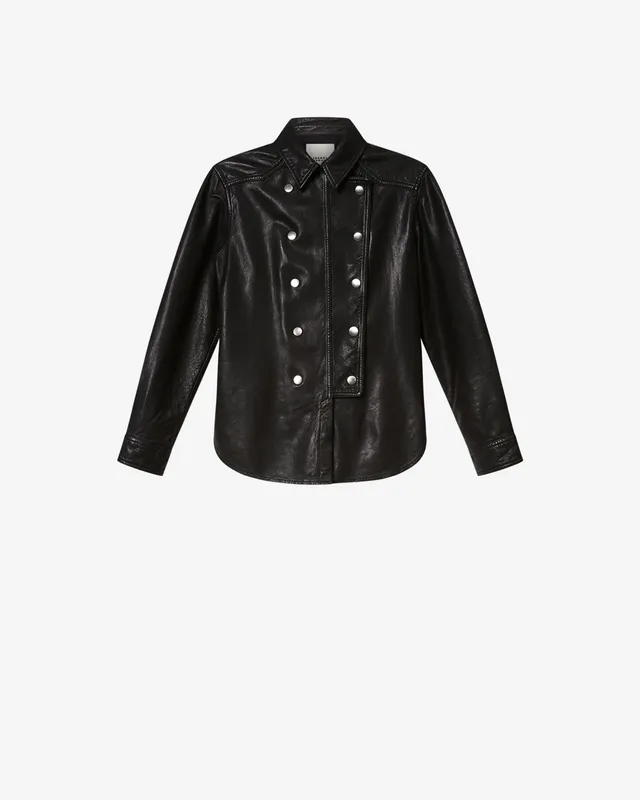 Isabel Marant Valdy chemise cuir noir agneau