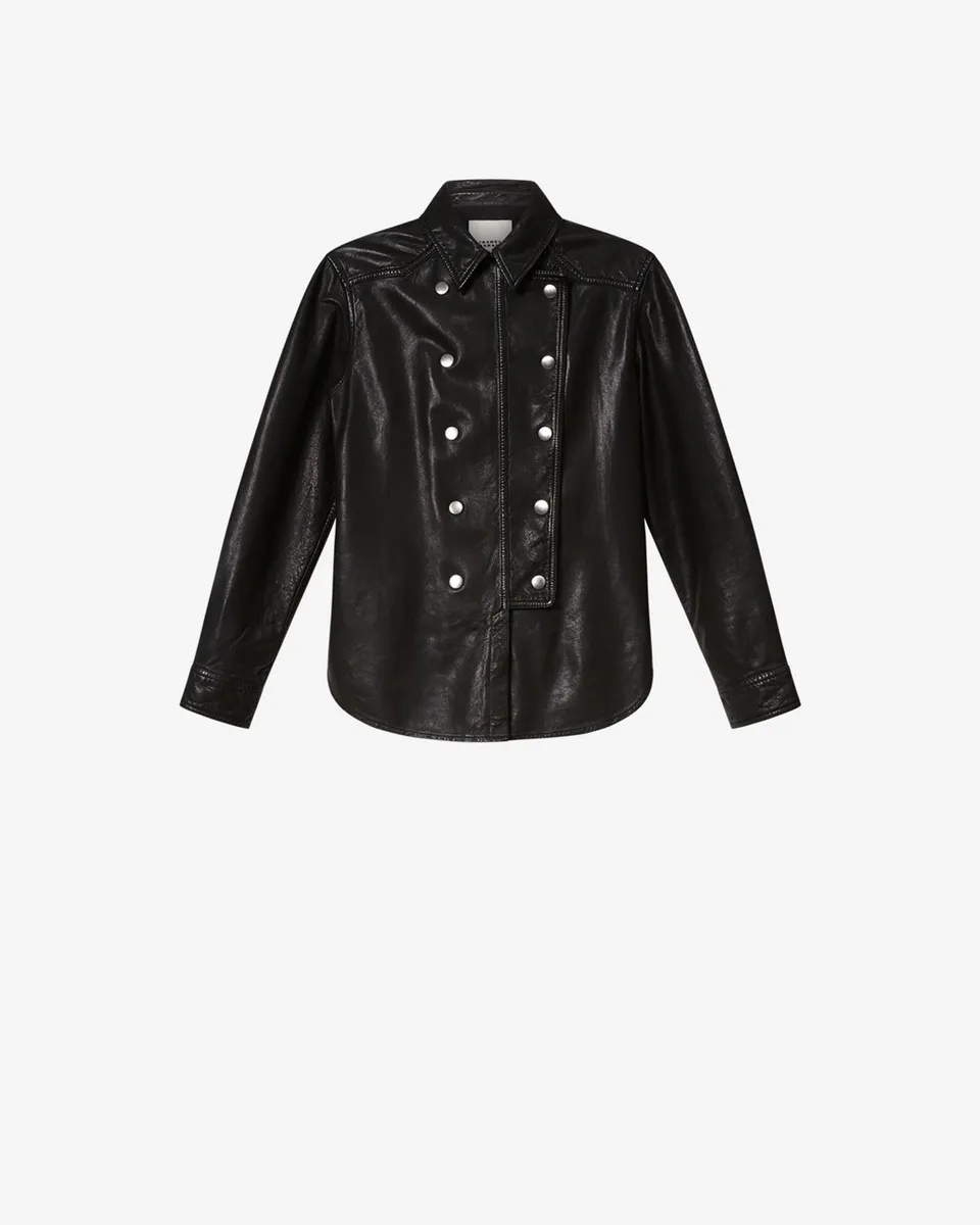 Isabel Marant Valdy chemise cuir noir agneau