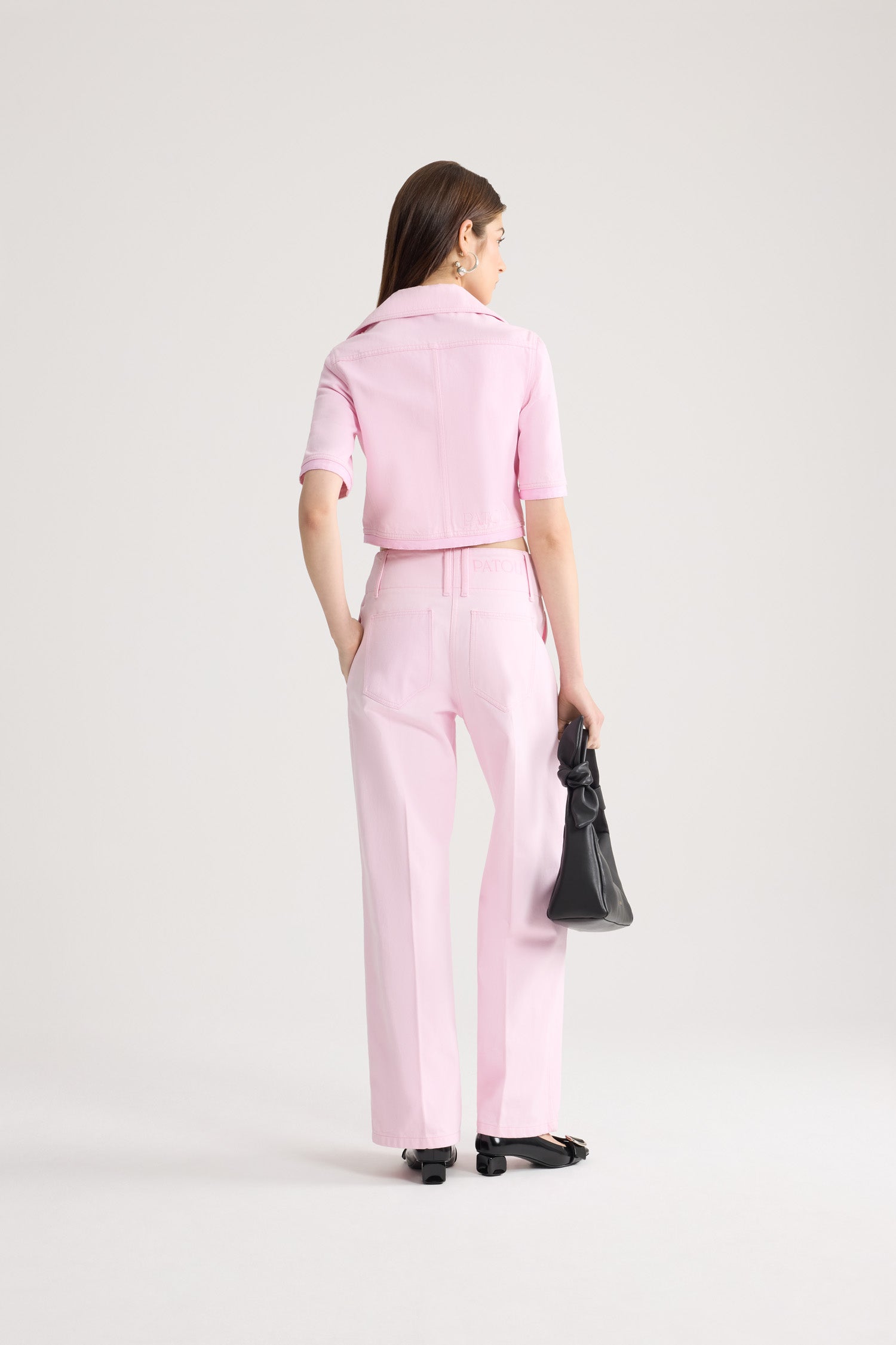 Patou P26TR0440252462P pantalon denim large rose