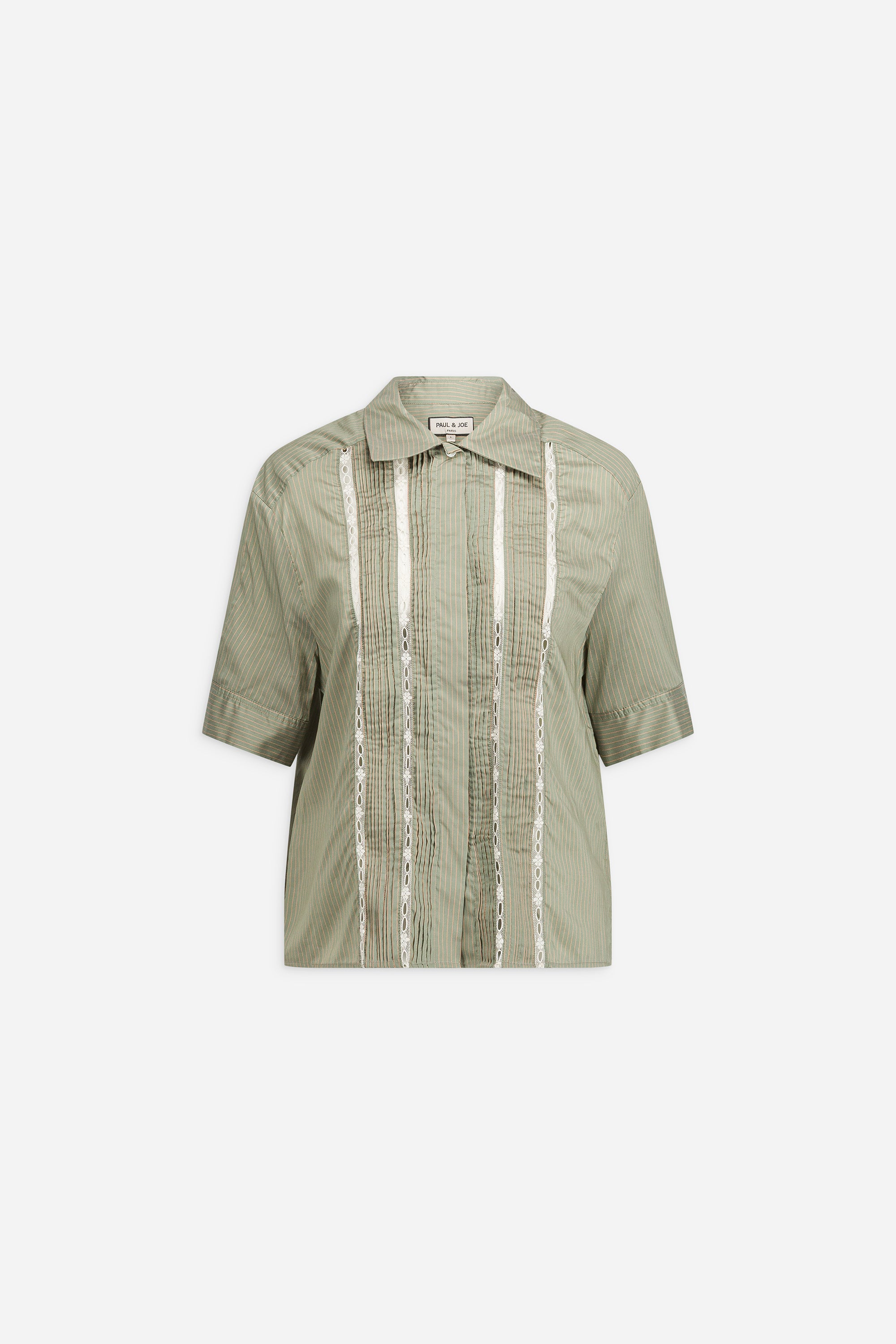 Paul & Joe Mousson chemise kaki rayé lyocell soie