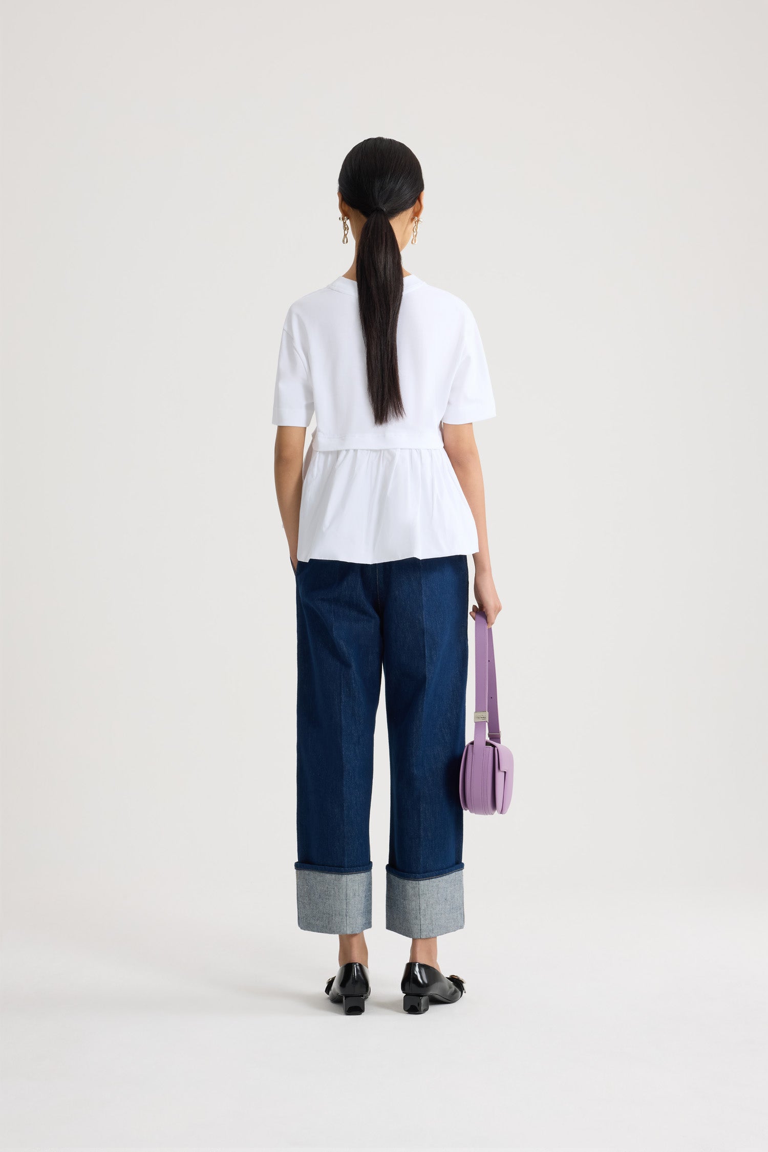 Patou JE151 t-shirt coton bio blanc ourlet volant faille