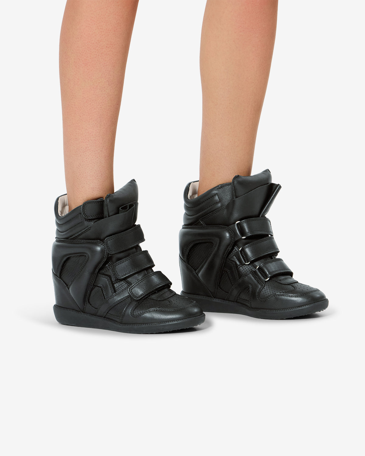 Isabel Marant Bekett baskets compensées noir cuir 5 cm