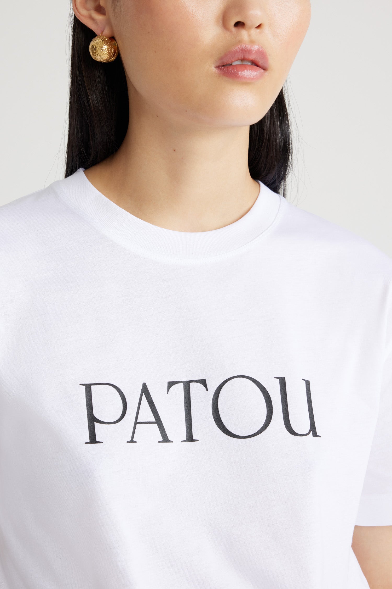 Patou JE0299999001W t-shirt blanc coton bio logo noir