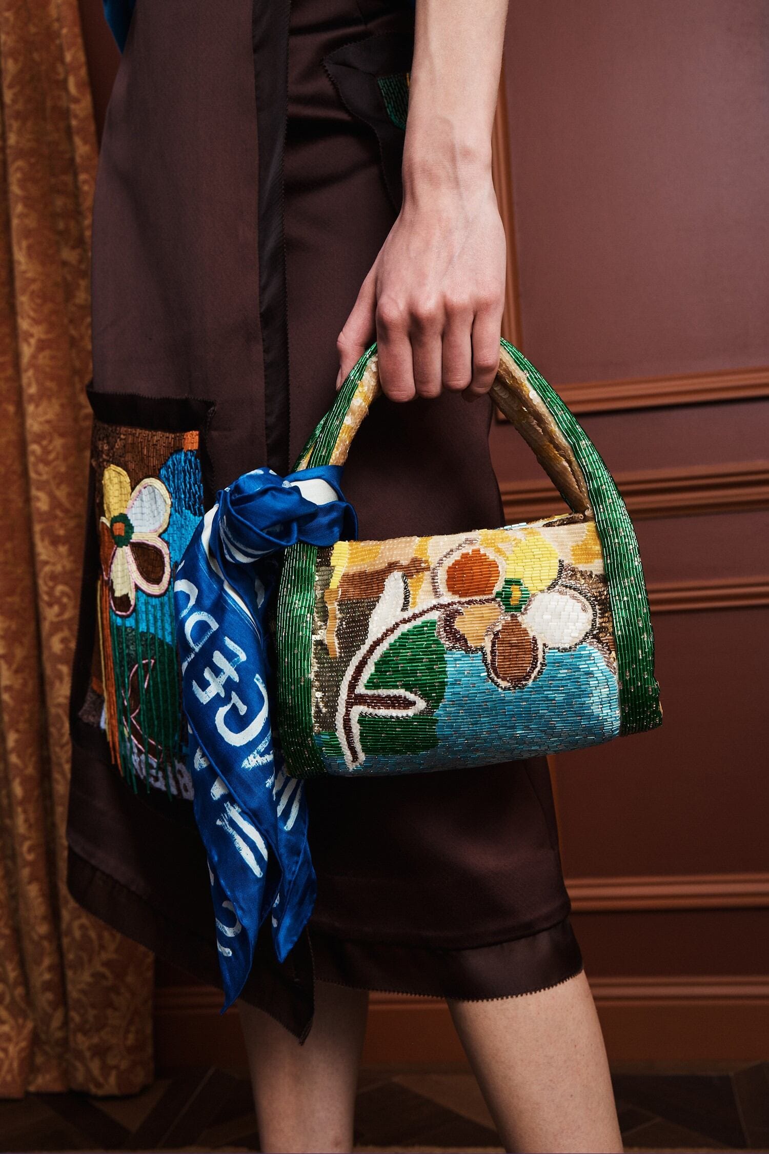 Alemäis Limelight sac baril perlé fleurs taille unique