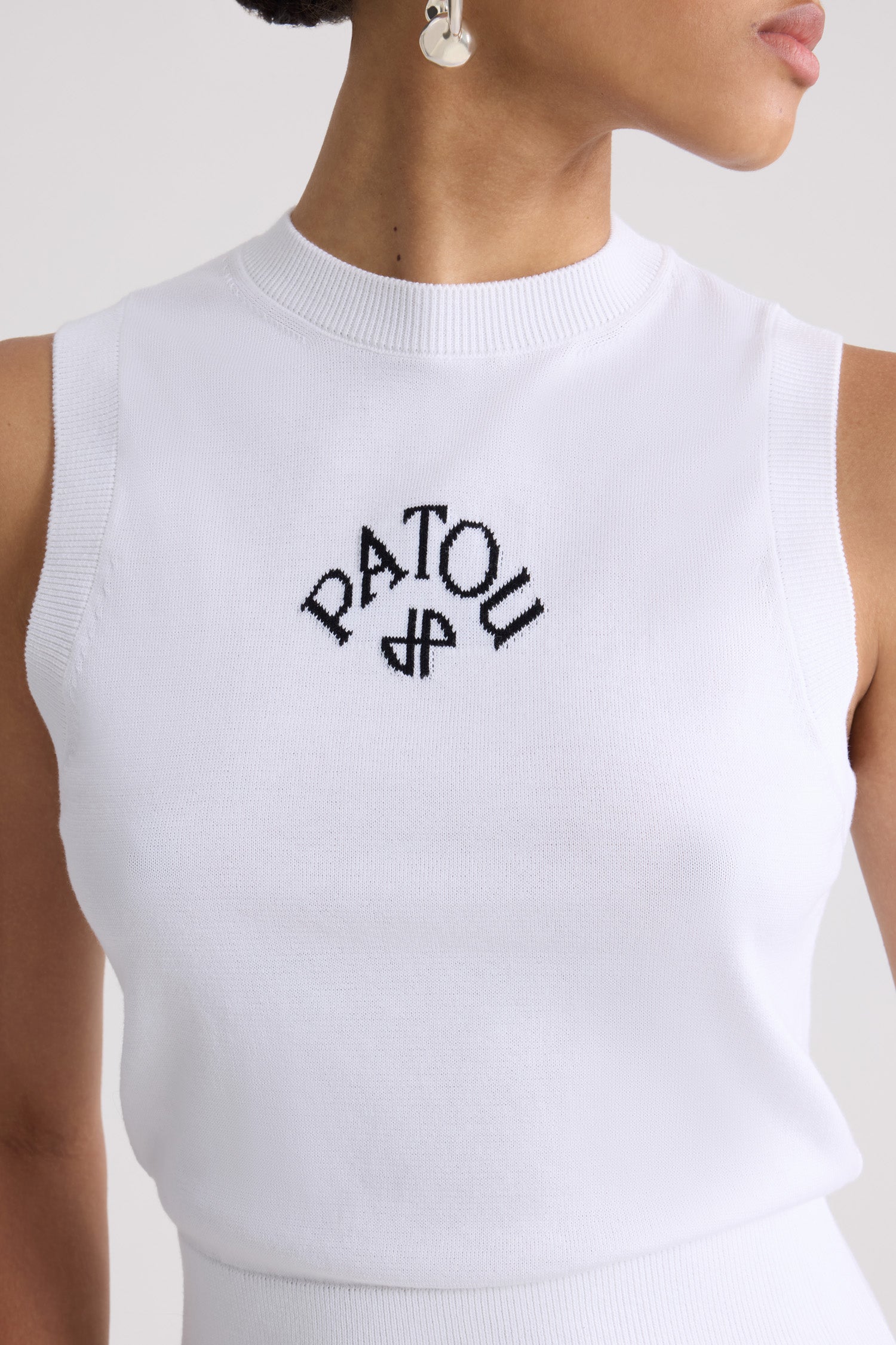 Patou top tricot sans manches KN346 coton bio blanc S