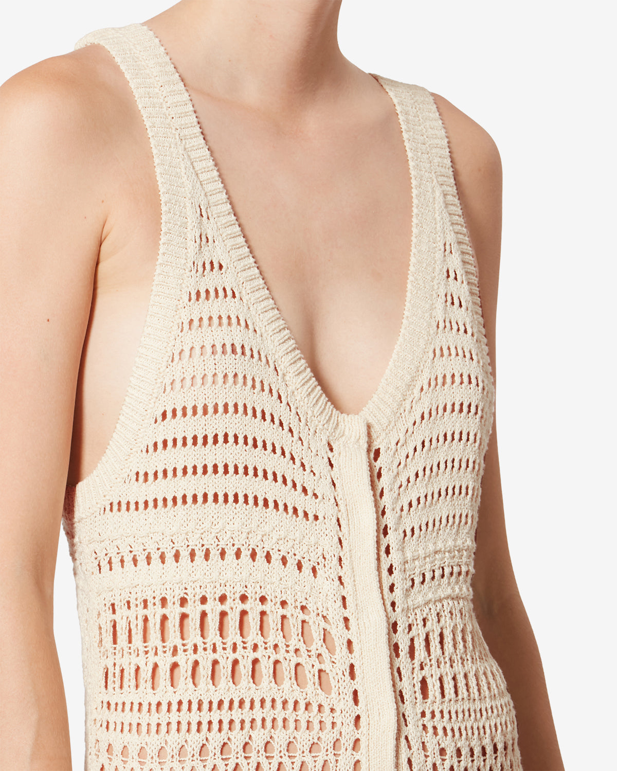 Isabel Marant Zaro robe écru crochet coton lin