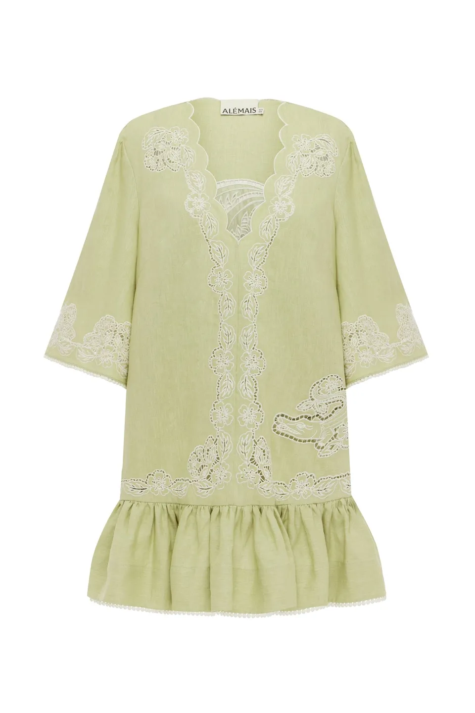 Alemaïs Louie Embroidered Mini Dress robe lin brodé