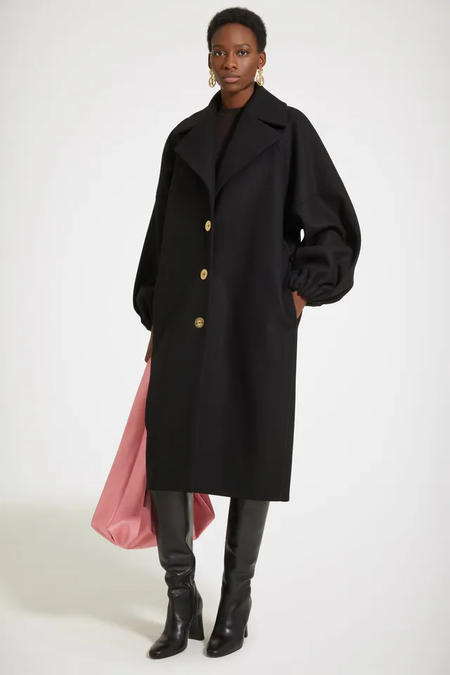 Patou Cocoon CO018 manteau laine noir feutre