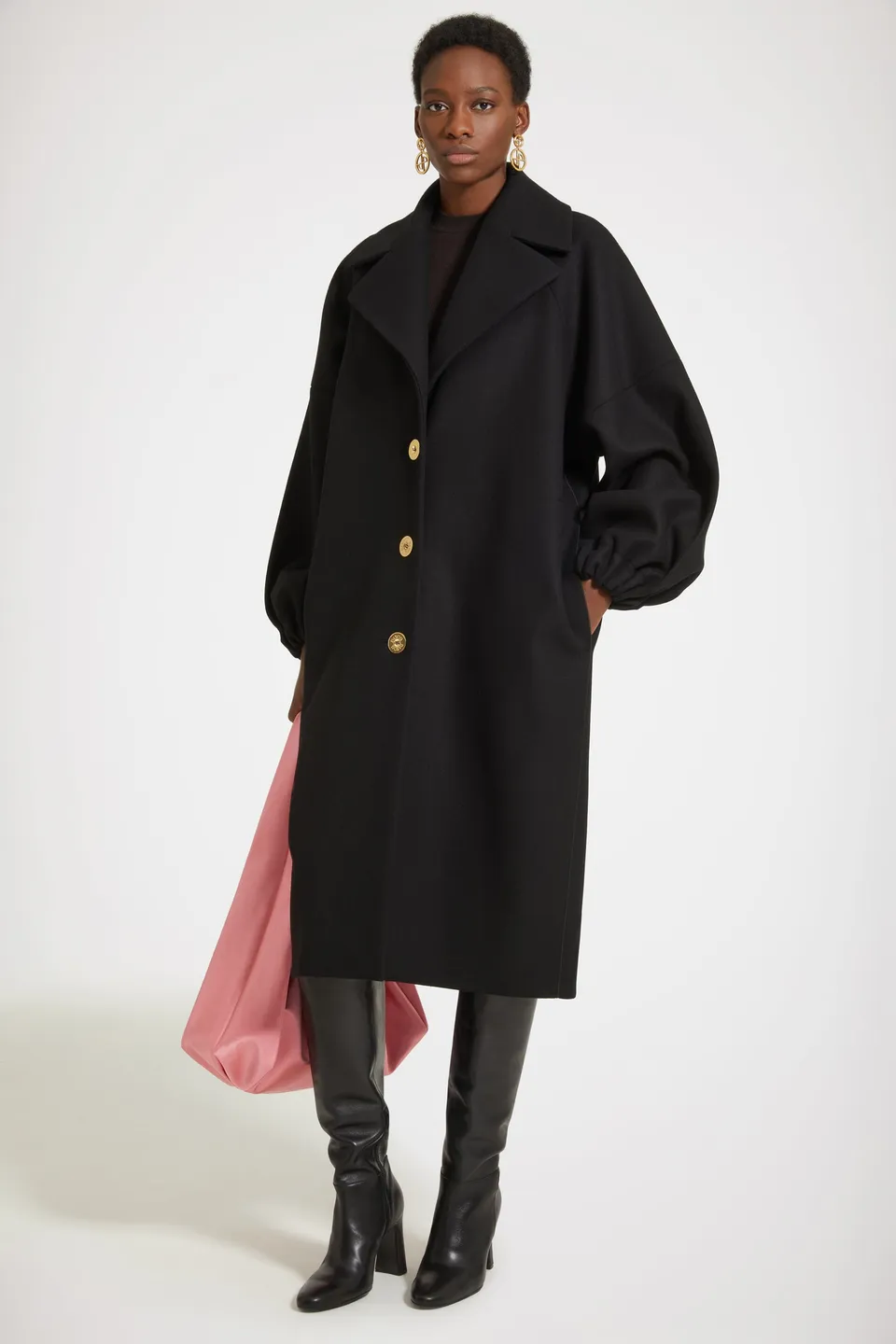 Patou Cocoon CO018 manteau laine noir feutre