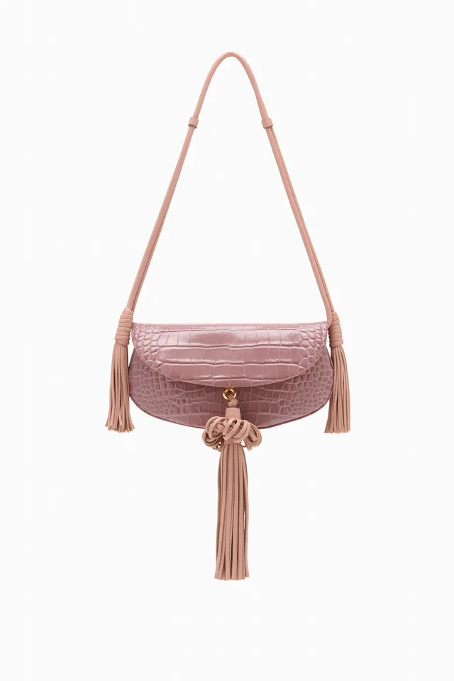 Ulla Johnson Paloma Flap Tassel sac rose Rosa pompon