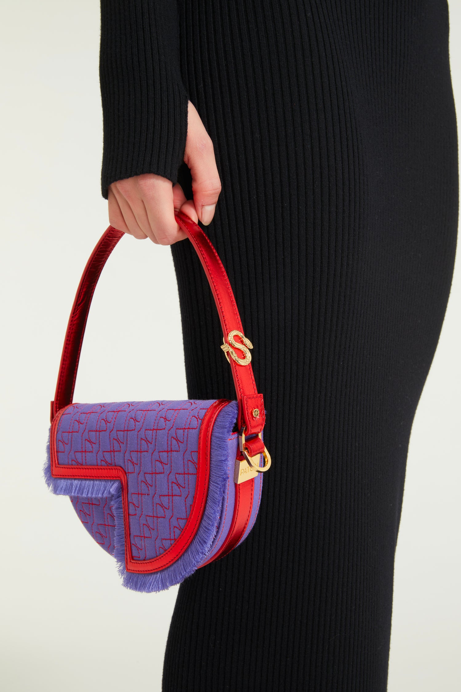 Patou Le Petit Patou BA007 sac denim violet cuir