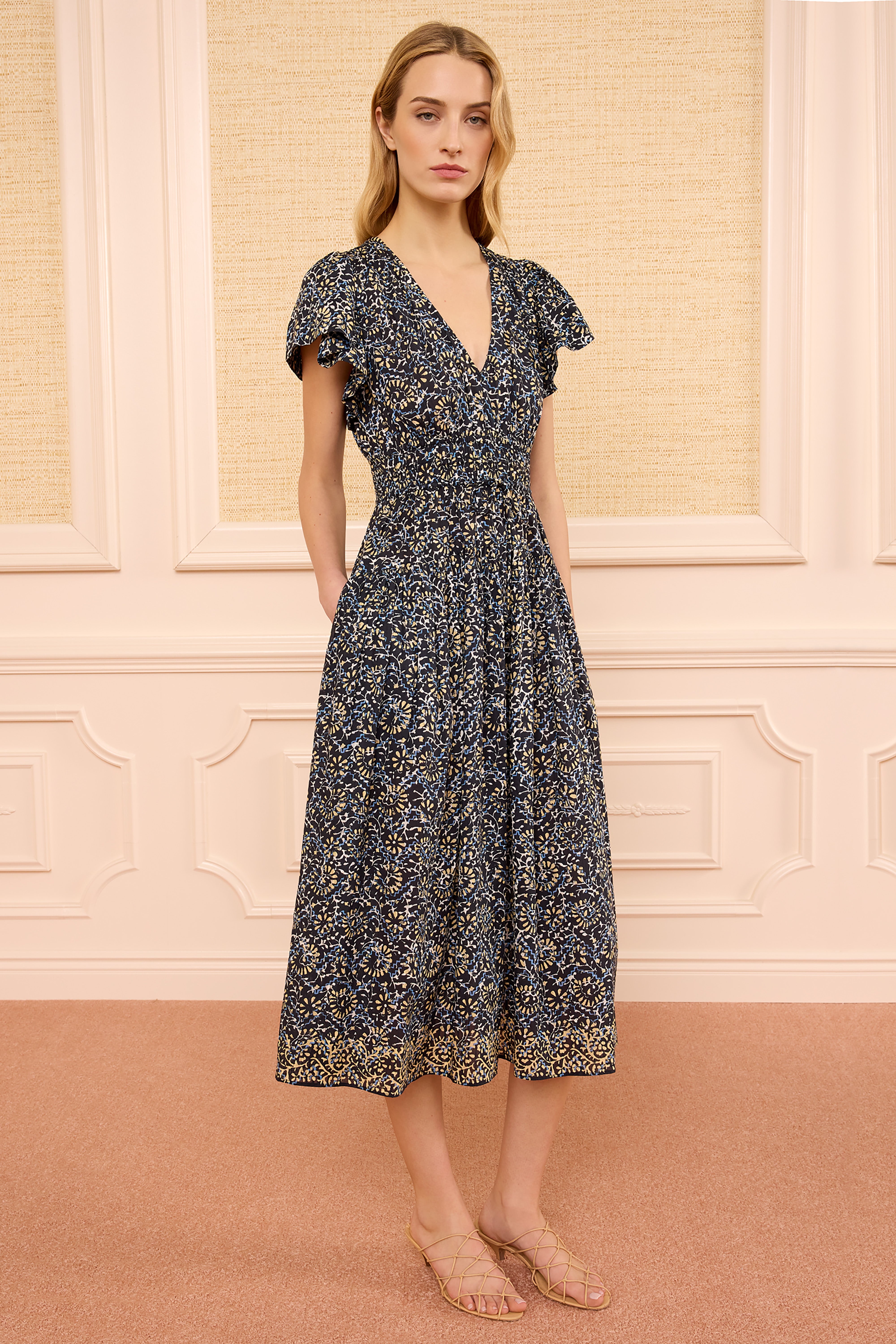 Ulla Johnson Lyria robe midi Midnight Bloom floral