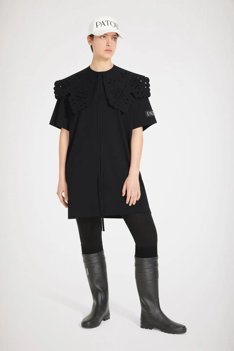 Patou robe t-shirt JE057 coton bio col amovible noire