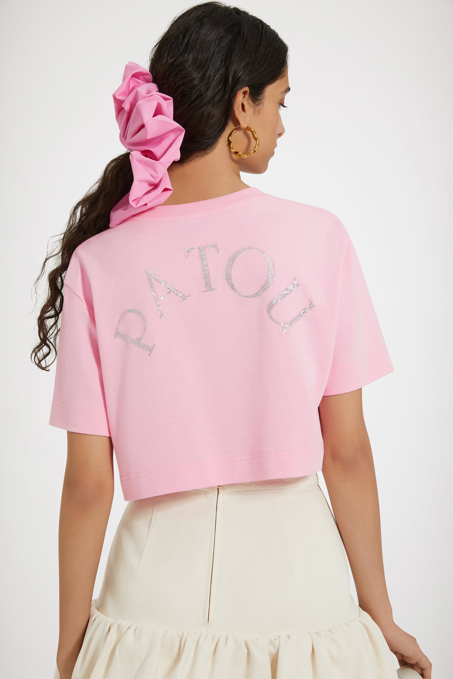 Patou JE116 T-shirt crop rose coton bio cristal