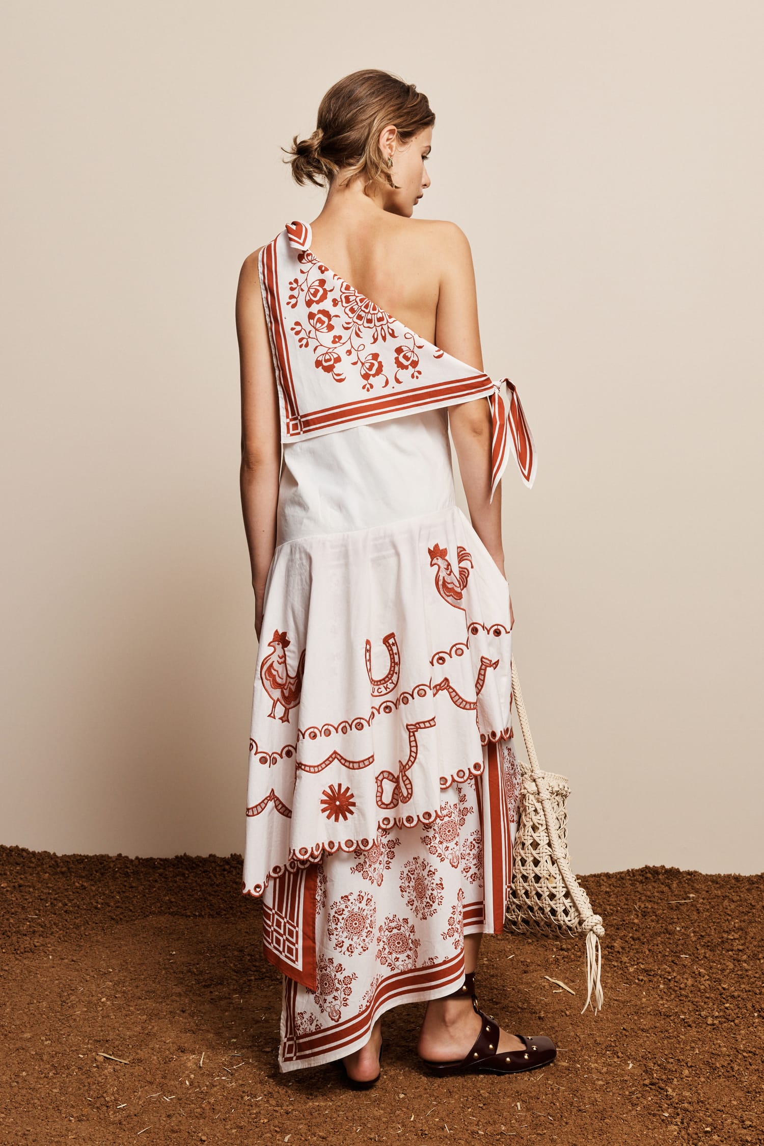 Alemäis Giddy Embroidered Midi Dress robe midi coton brodé