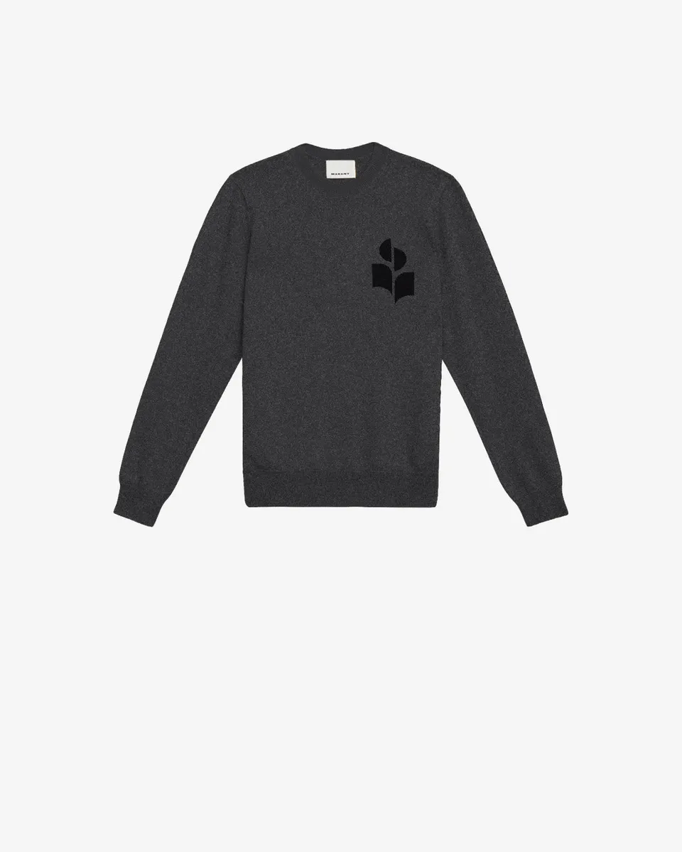 Isabel Marant Evans pull laine anthracite logo IM