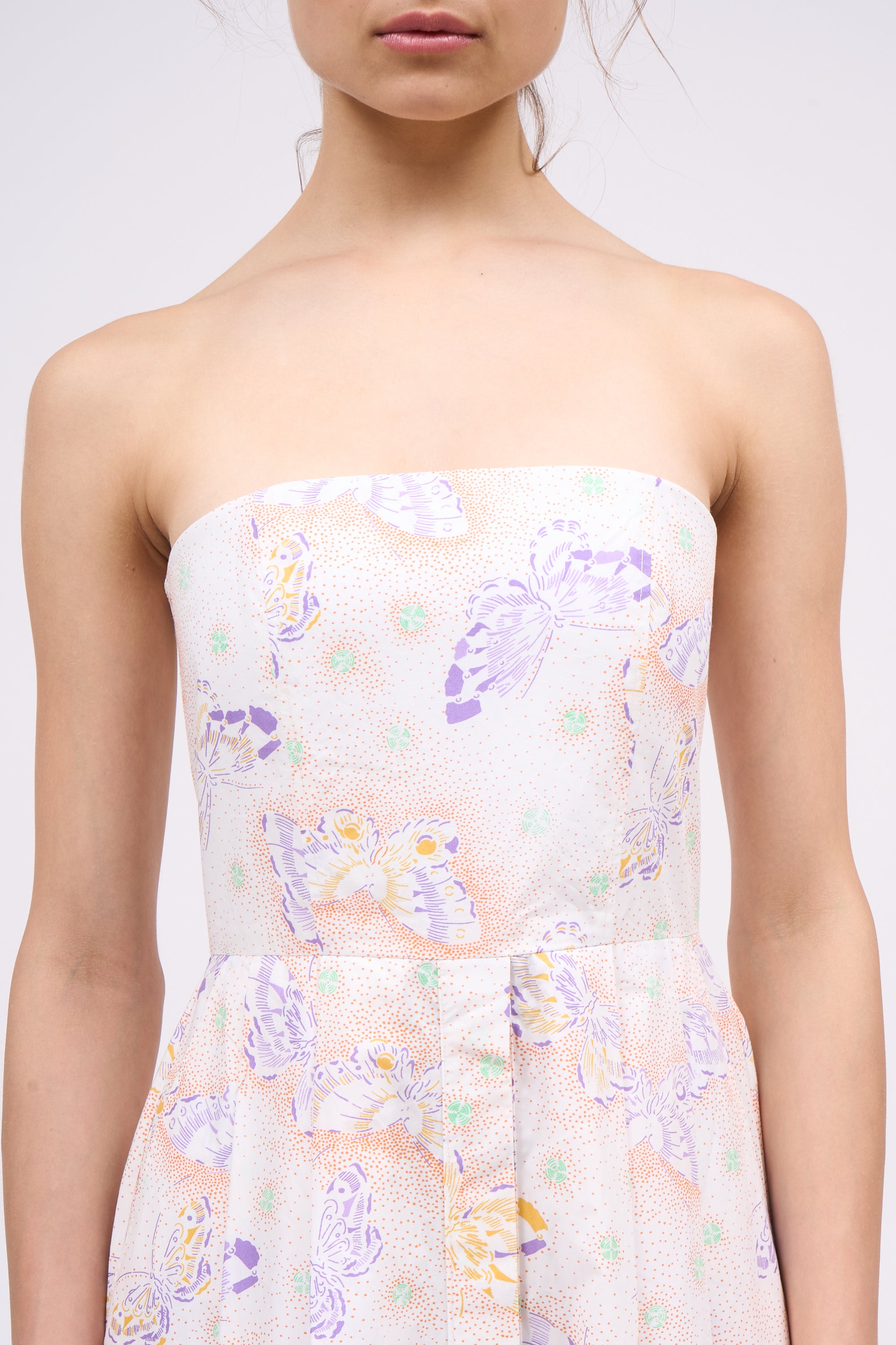 Paul & Joe RITA robe bustier coton blanc papillon