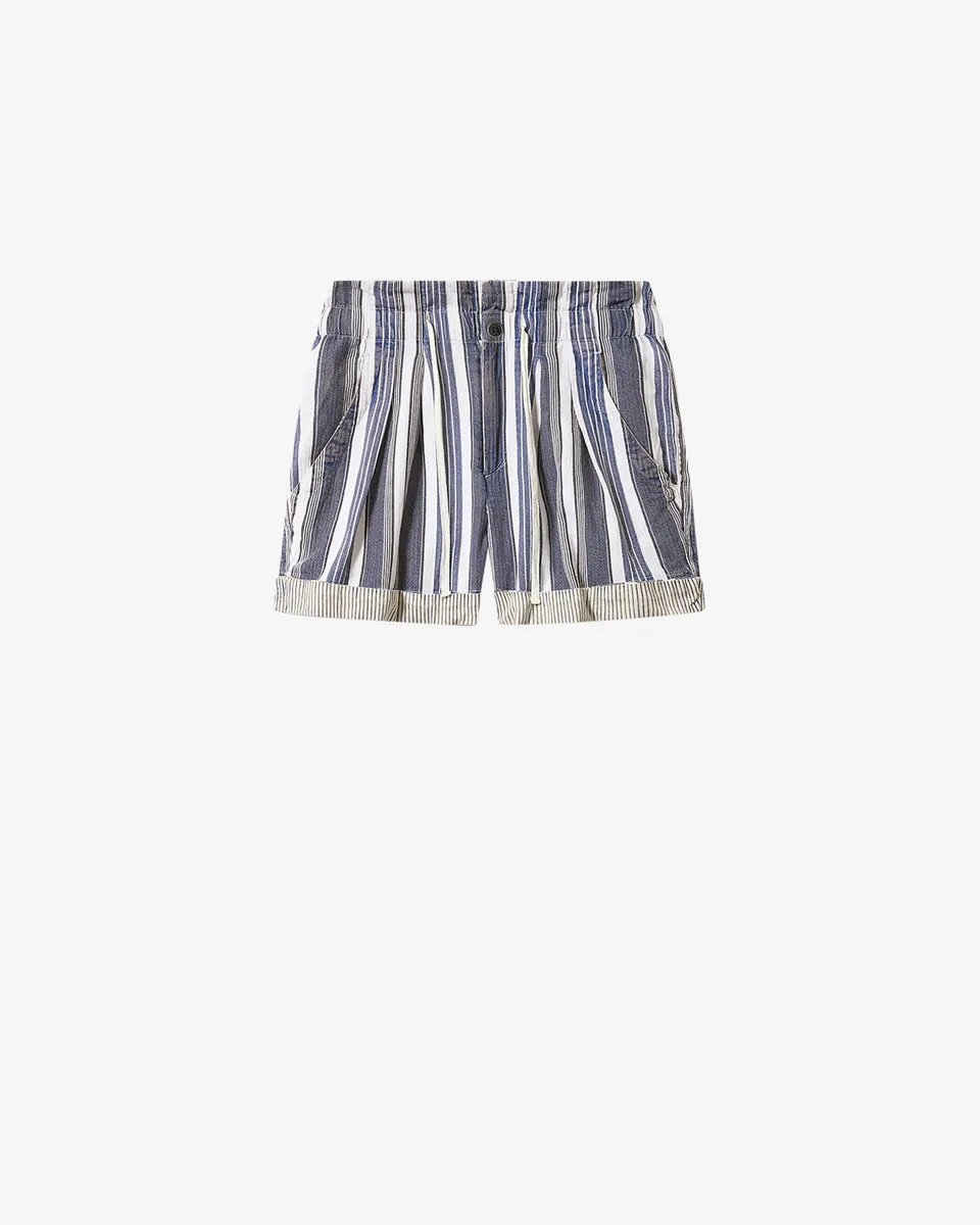 Isabel Marant Nirma short coton écru-bleu rayures