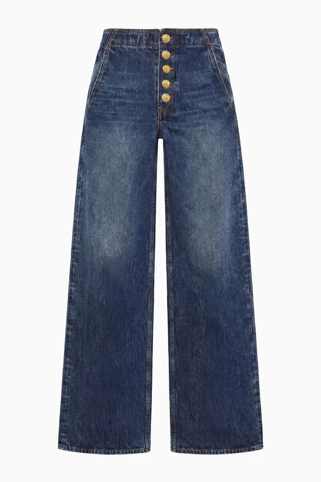 Ulla Johnson Jasmine jean large taille basse Nile 100% coton