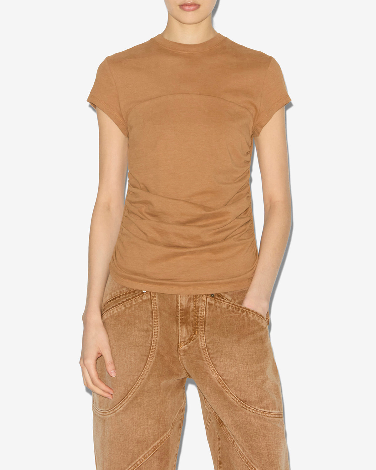 Isabel Marant Maelie TS0275FA-A1N41I T-shirt caramel froncé