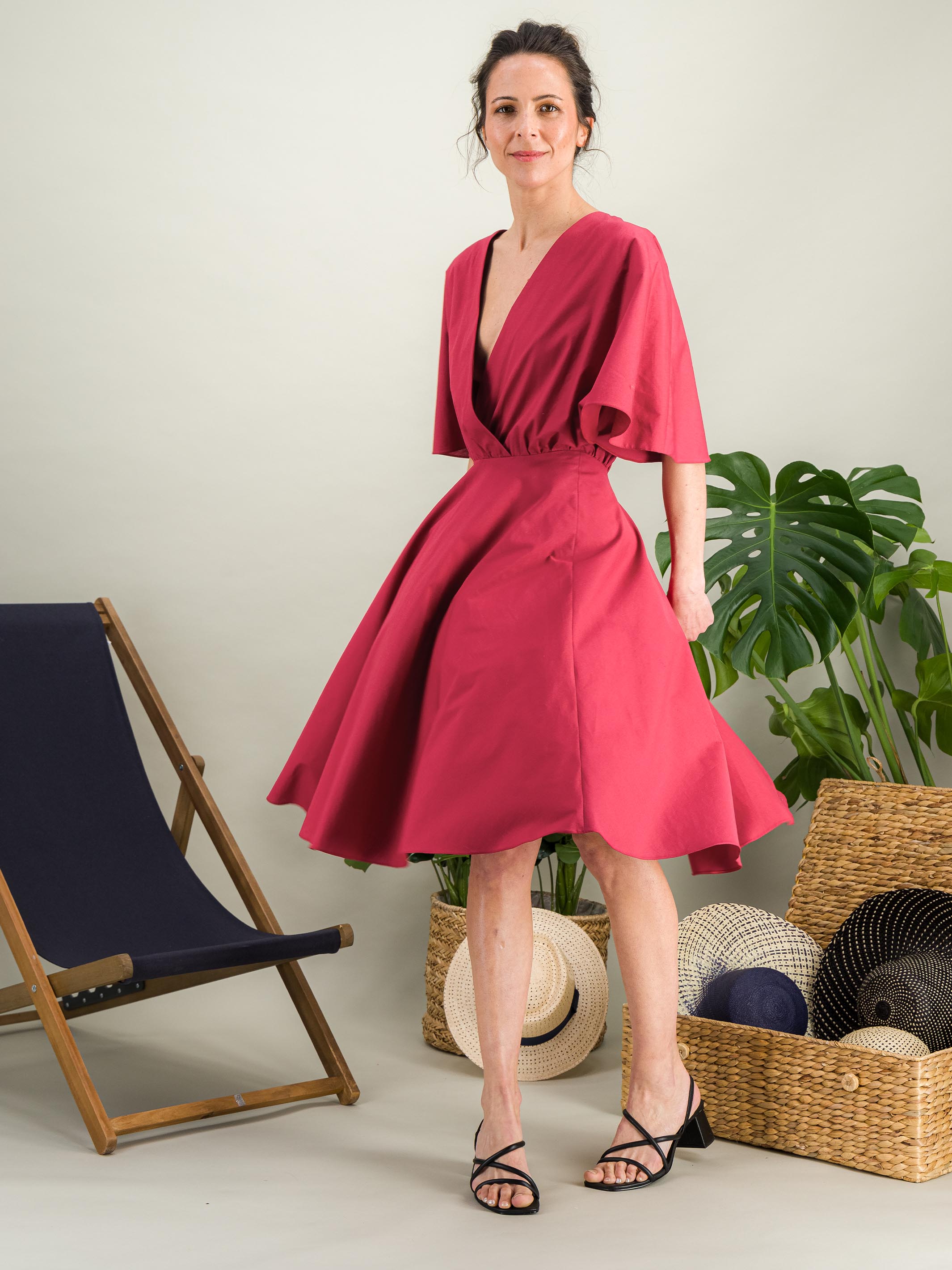 Anahide Saint André Papillon robe coton bleu marine