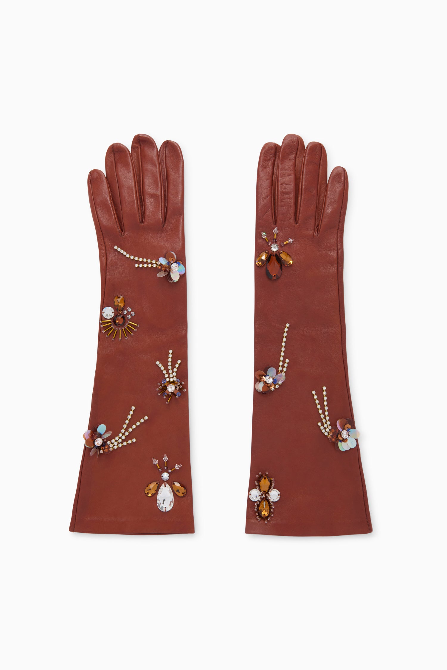 Ulla Johnson Laetitia FA251328 gants cuir Wenge perles
