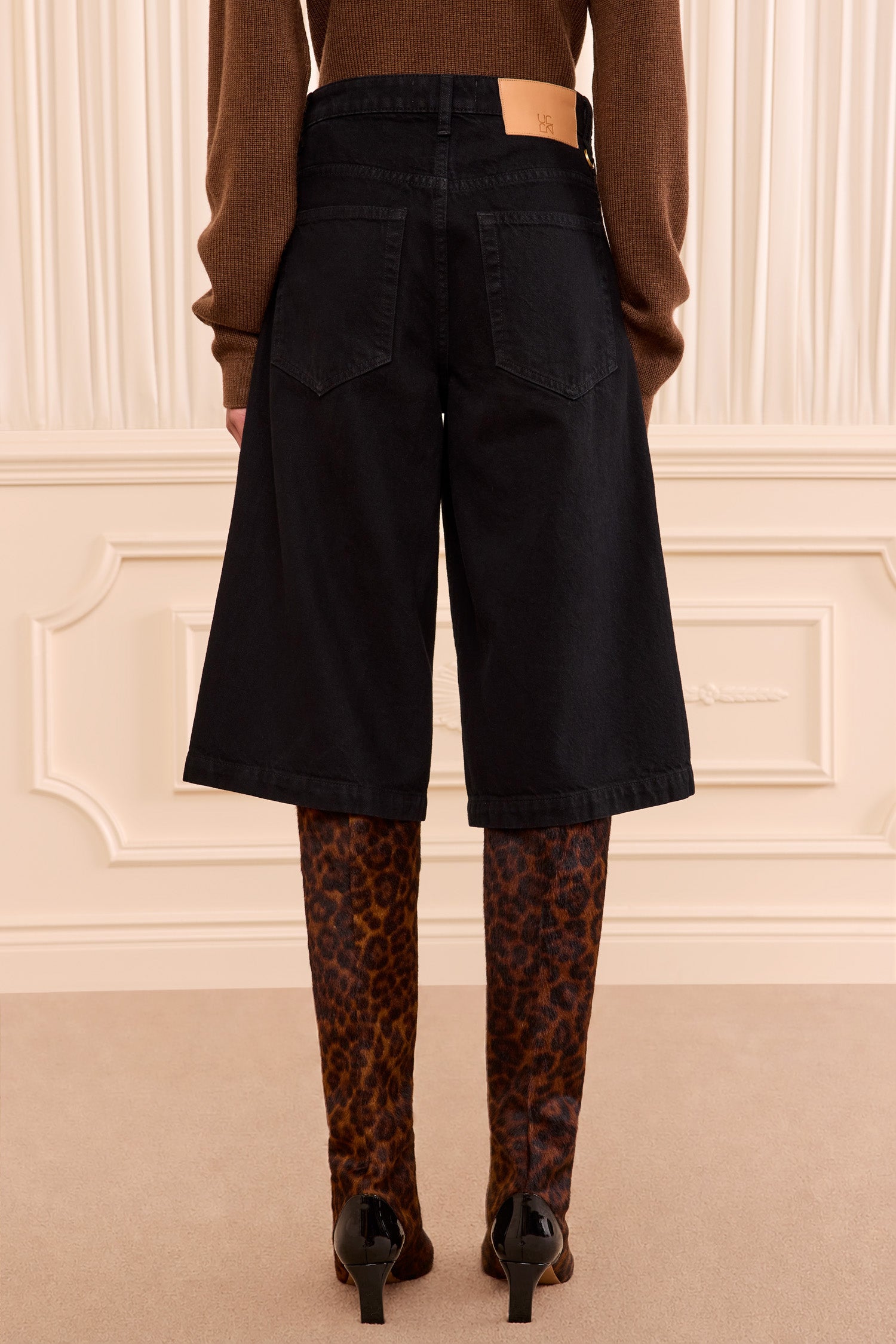 Ulla Johnson Denim Rowan Denim Culotte Noir bermuda coton