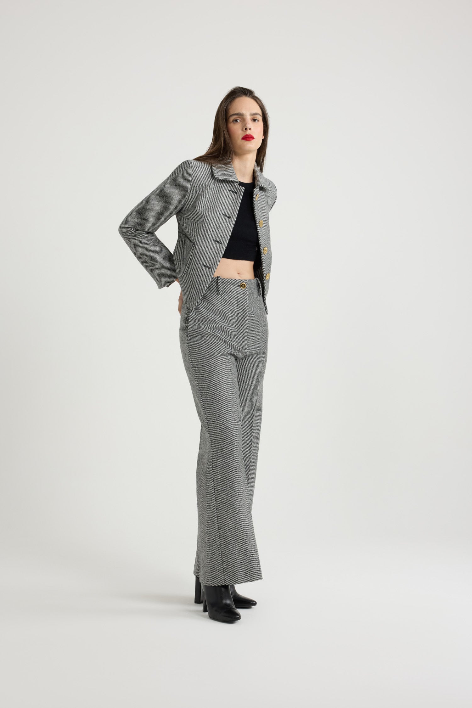 Patou Iconic long trousers pantalon laine gris Graphite 38