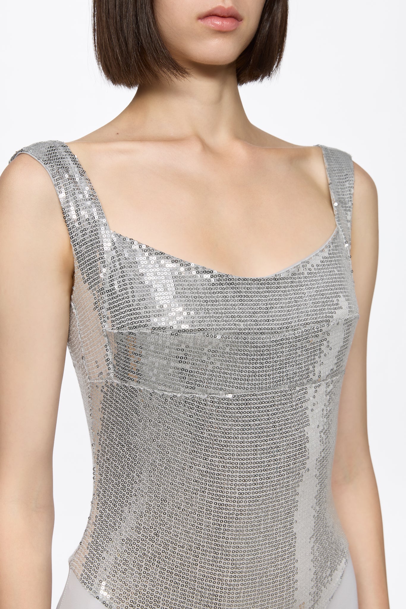 ATU Body Couture Bodysuits body argent sequins col carré