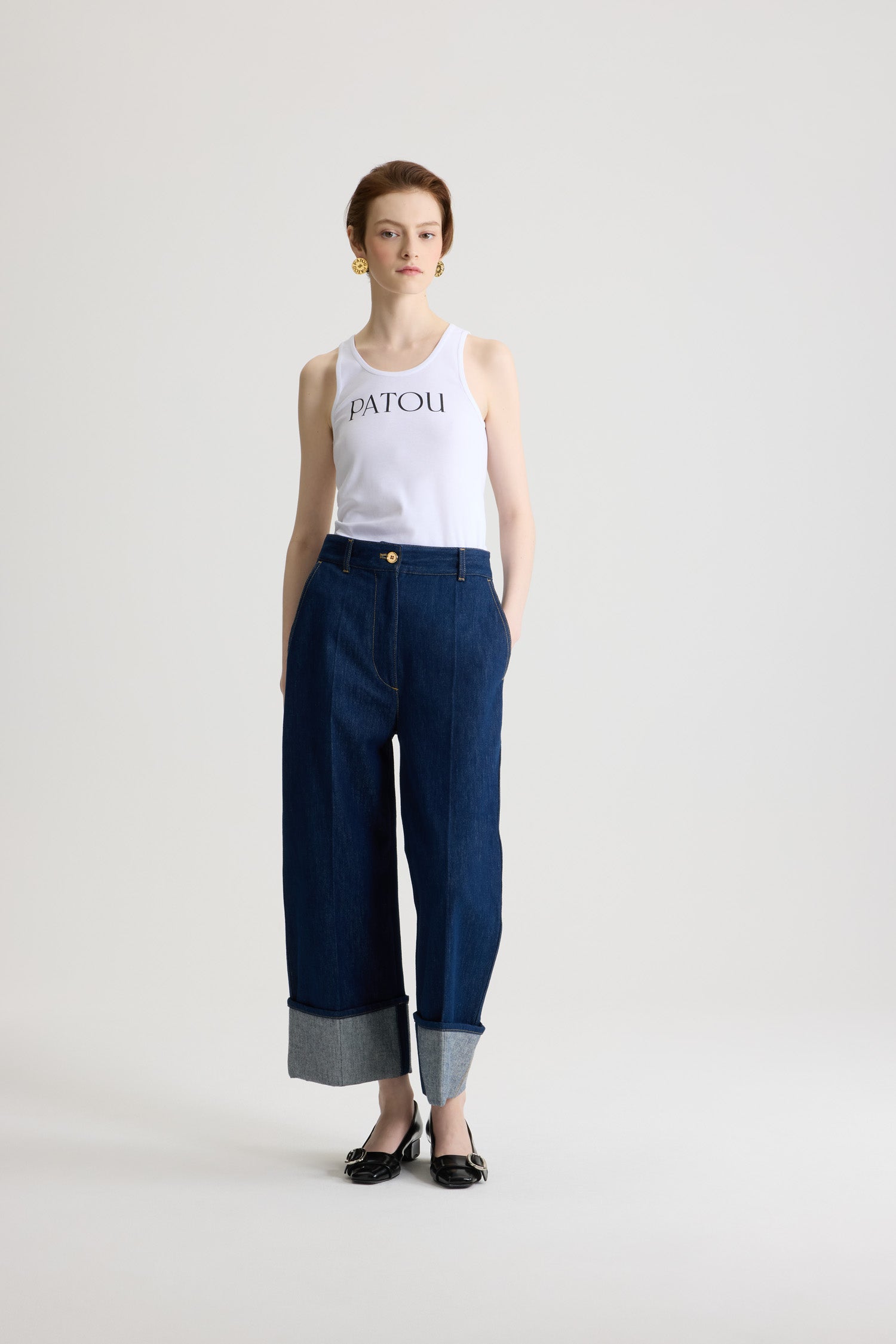 Patou JE015 débardeur coton bio Blanc logo
