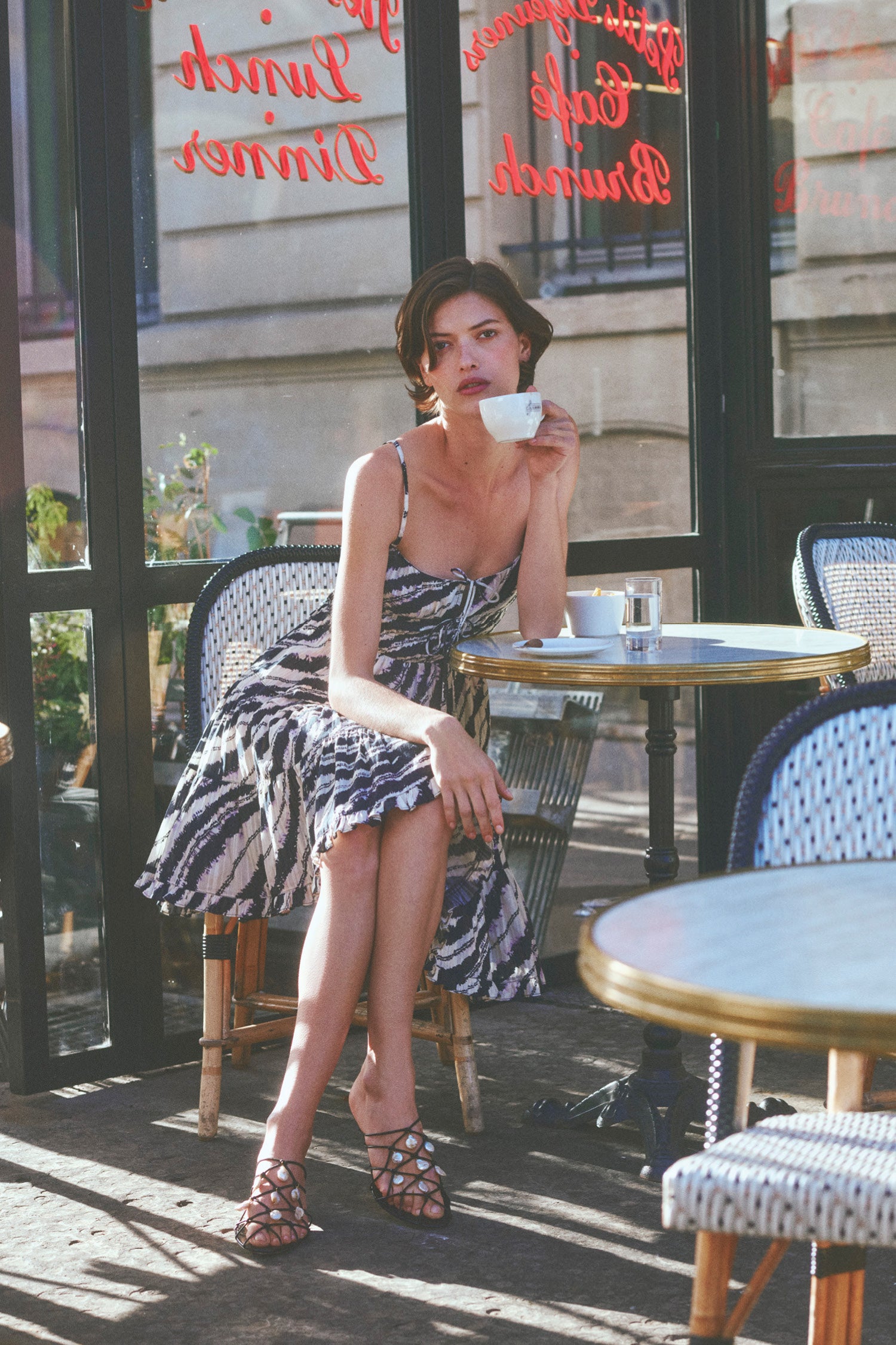Ulla Johnson Anya top coton shibori wave imprimé