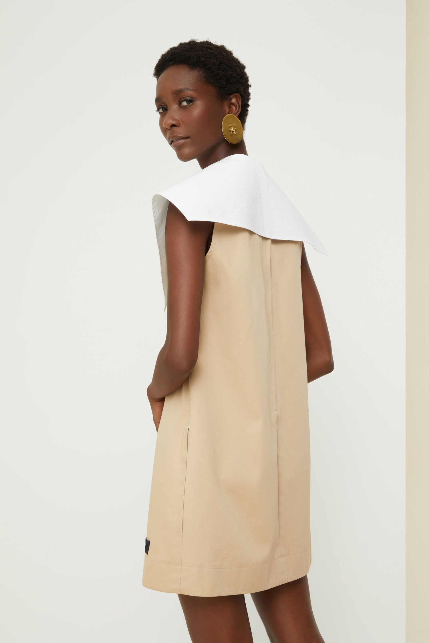 Patou robe P21DR0720074093S Sand mini coton bio col