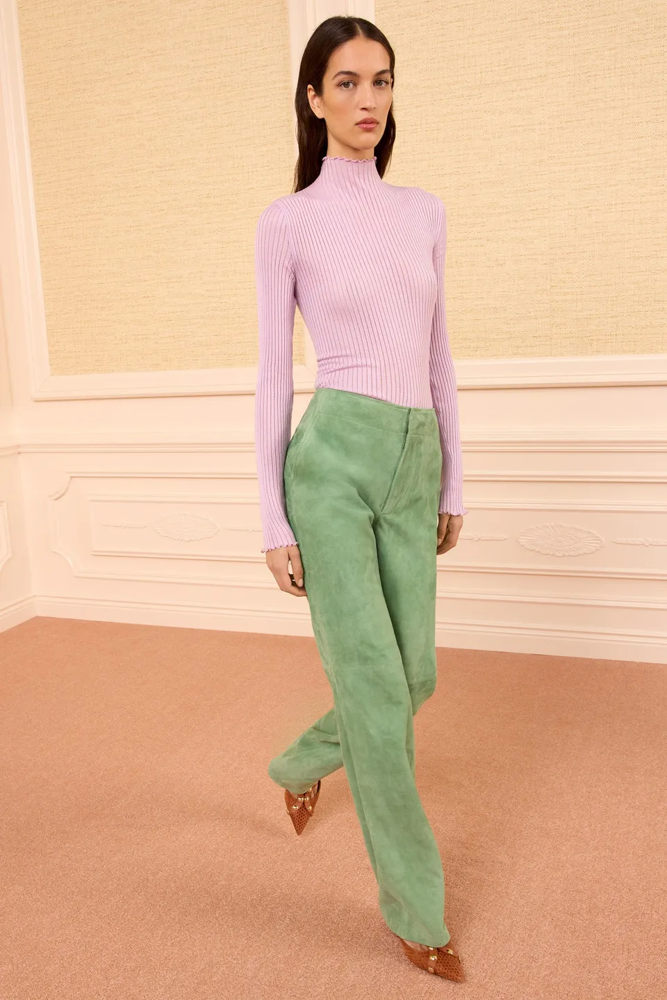 Ulla Johnson Freja pantalon daim vert agneau