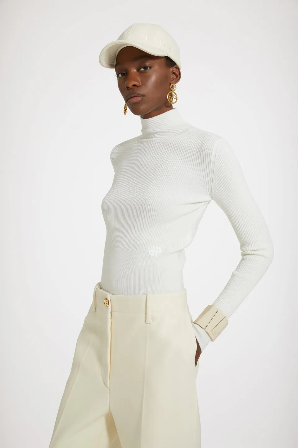 Patou Knitwear KN058 pull laine blanc avalanche