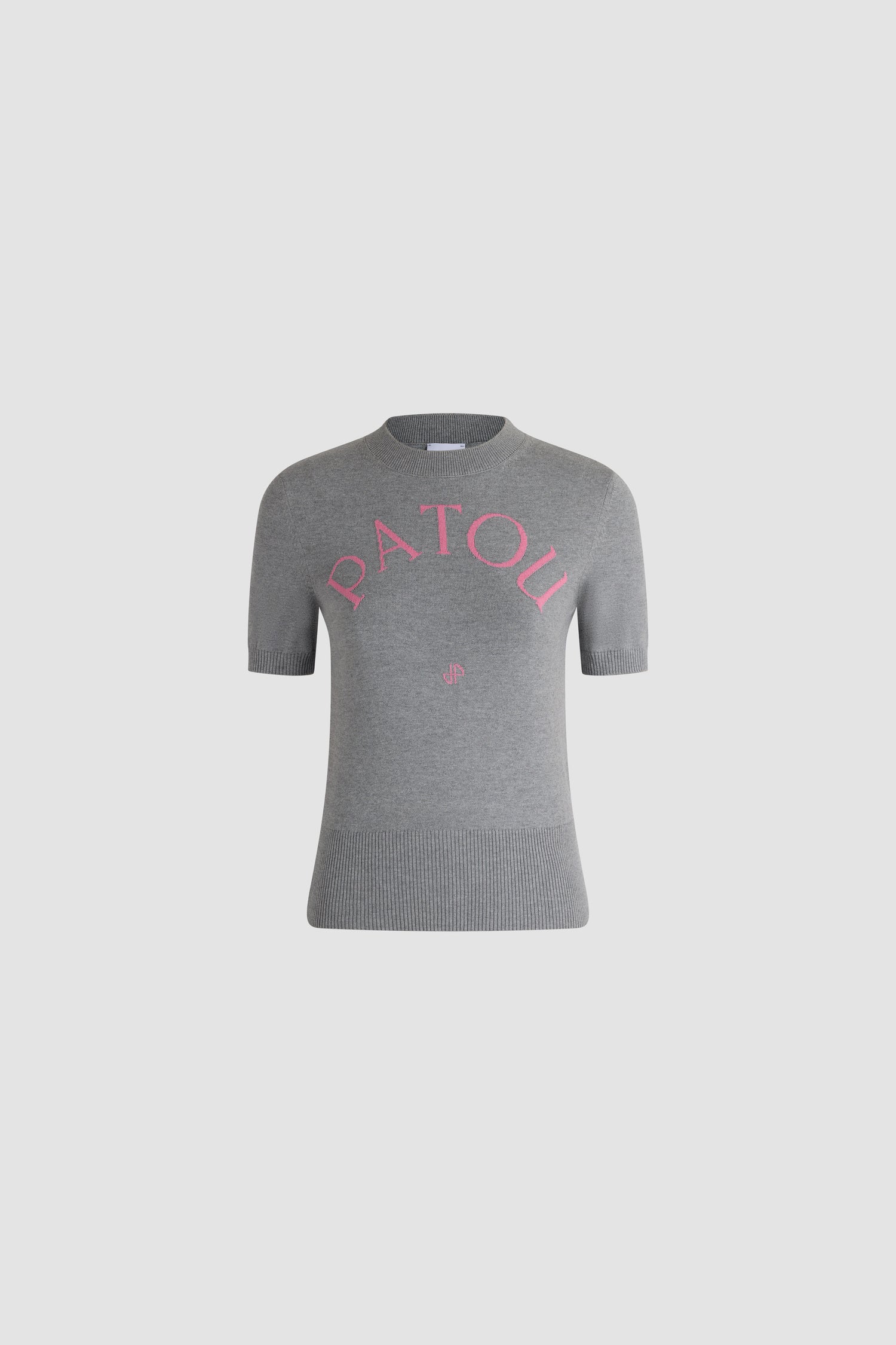 Patou pull coton manches courtes gris logo