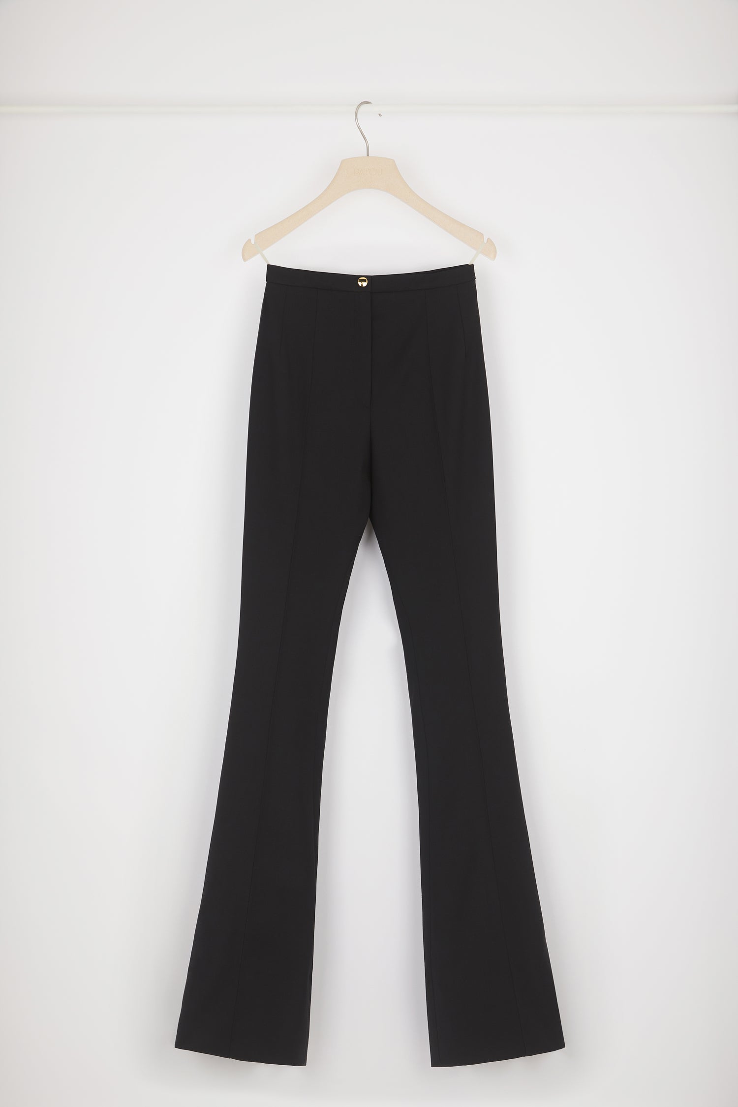Patou H22TR0240103999B Pantalon flare noir laine vierge stretch