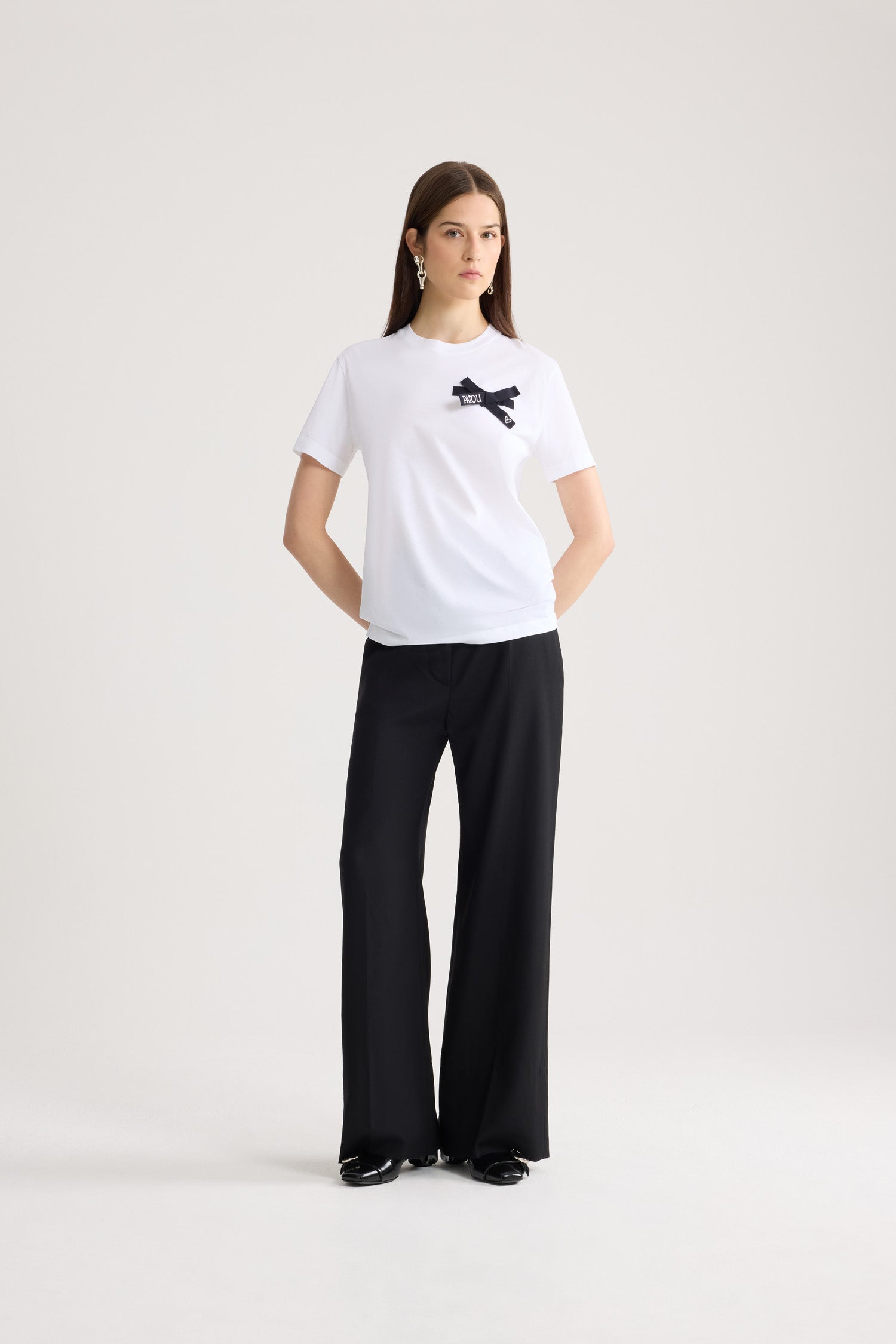 Patou JE185 t-shirt coton bio blanc nœud noir