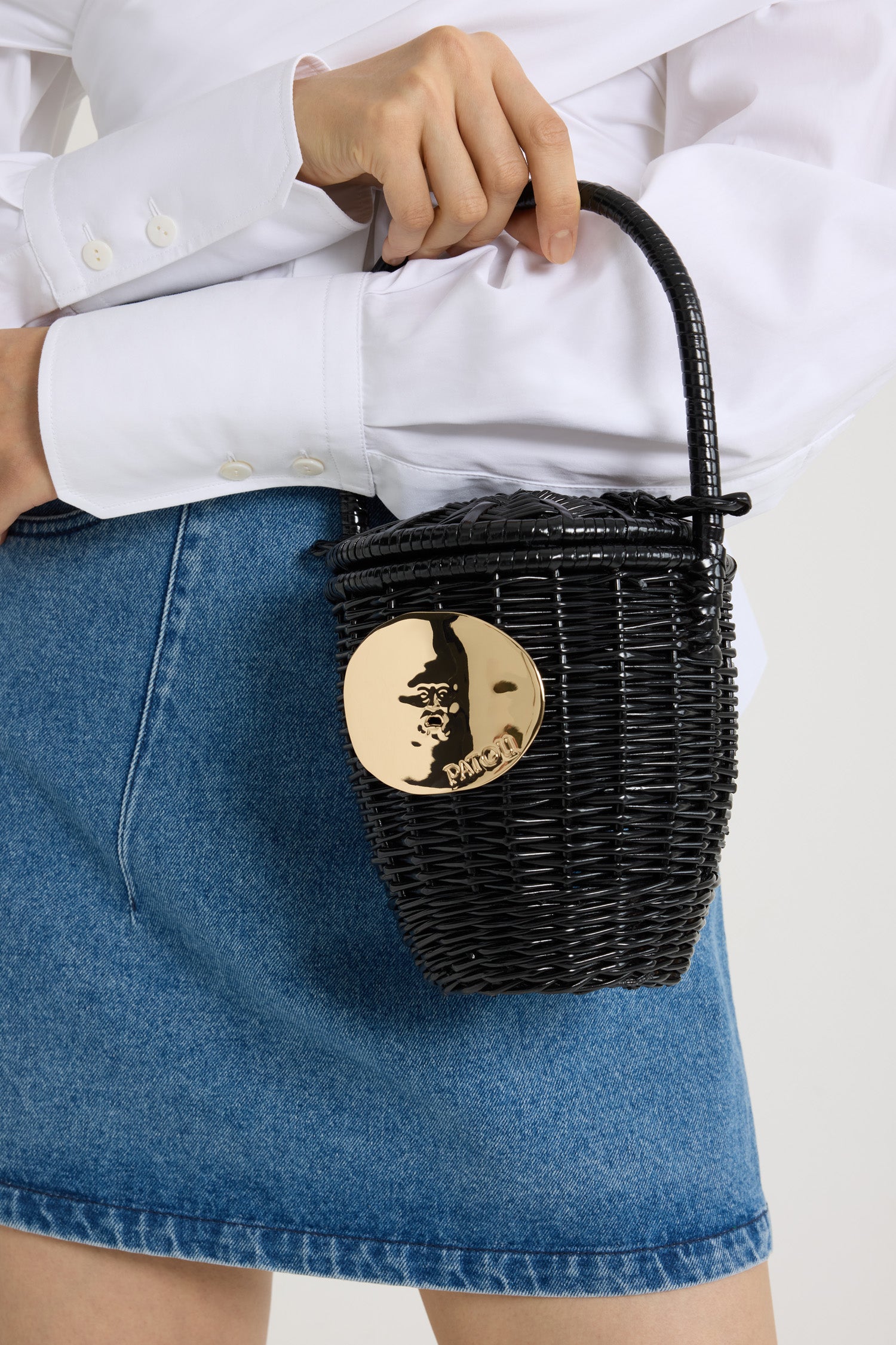 Patou AC0030043999B sac seau osier noir taille unique