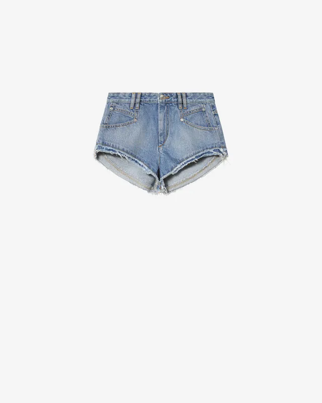 Isabel Marant Eneidala short denim bleu clair coupe mini