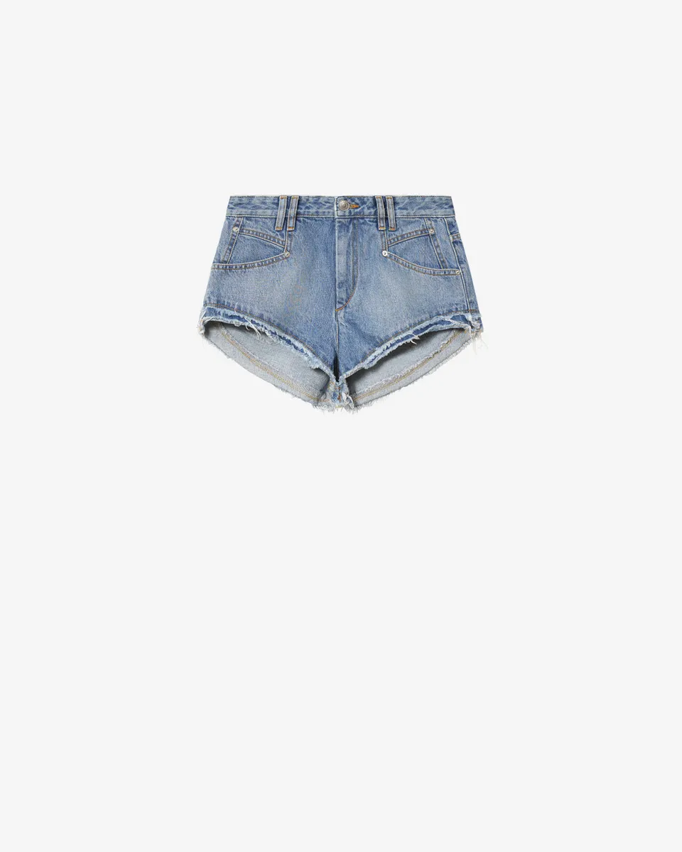 Isabel Marant Eneidala short denim bleu clair coupe mini