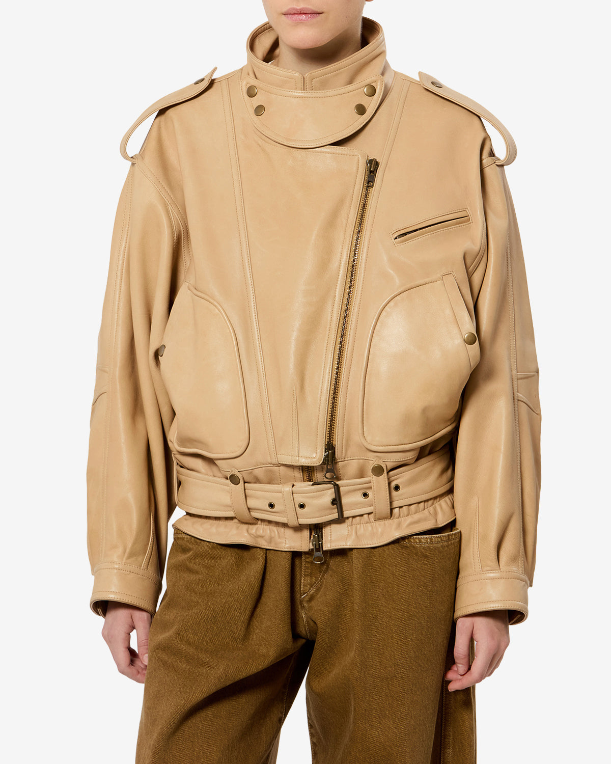 Isabel Marant Farza VE0744FA veste cuir beige biker