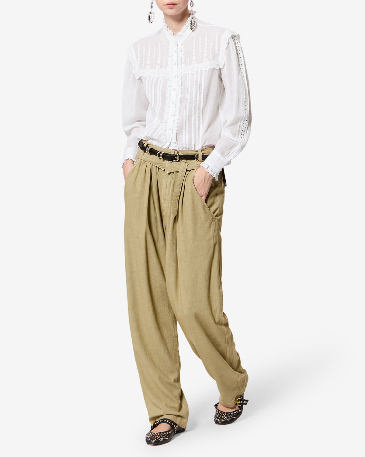 Isabel Marant Lonzie HT0970FA chemisier coton blanc brodé