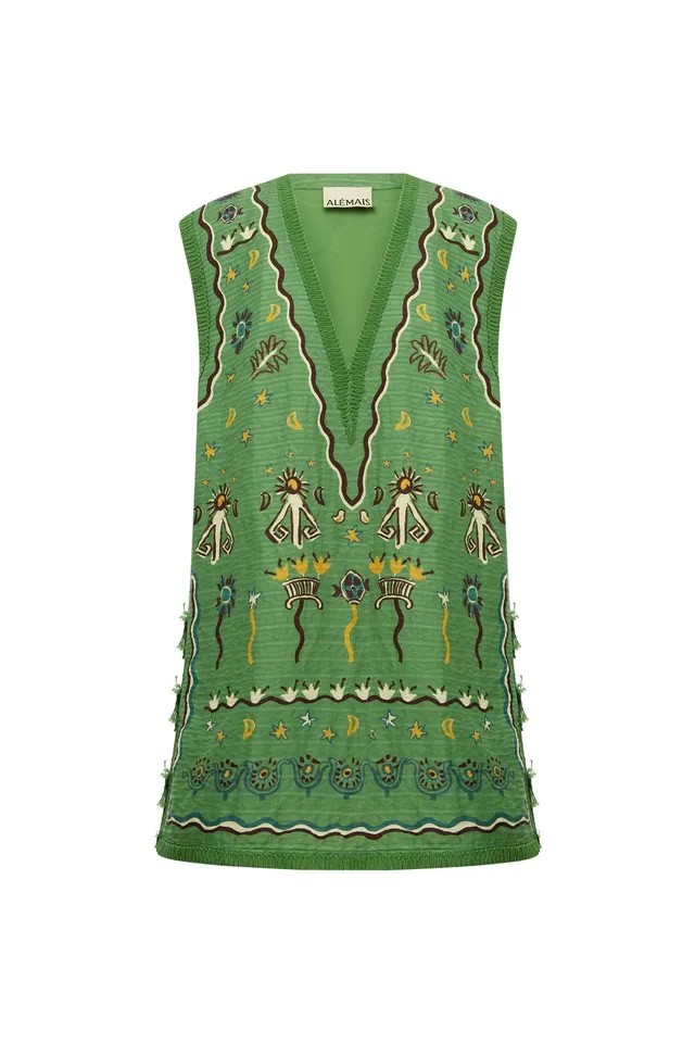 Alemäis Sun Dancer robe mini lin col V doublée