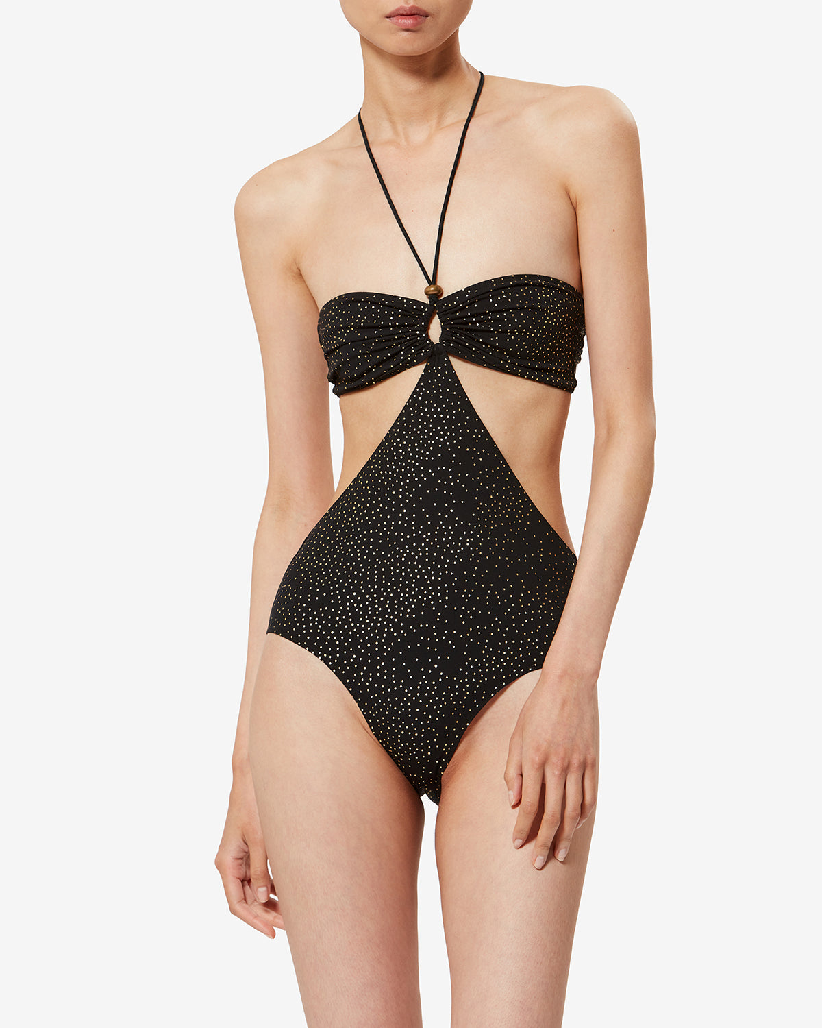 Isabel Marant Idoya maillot noir doré trikini 1 pièce