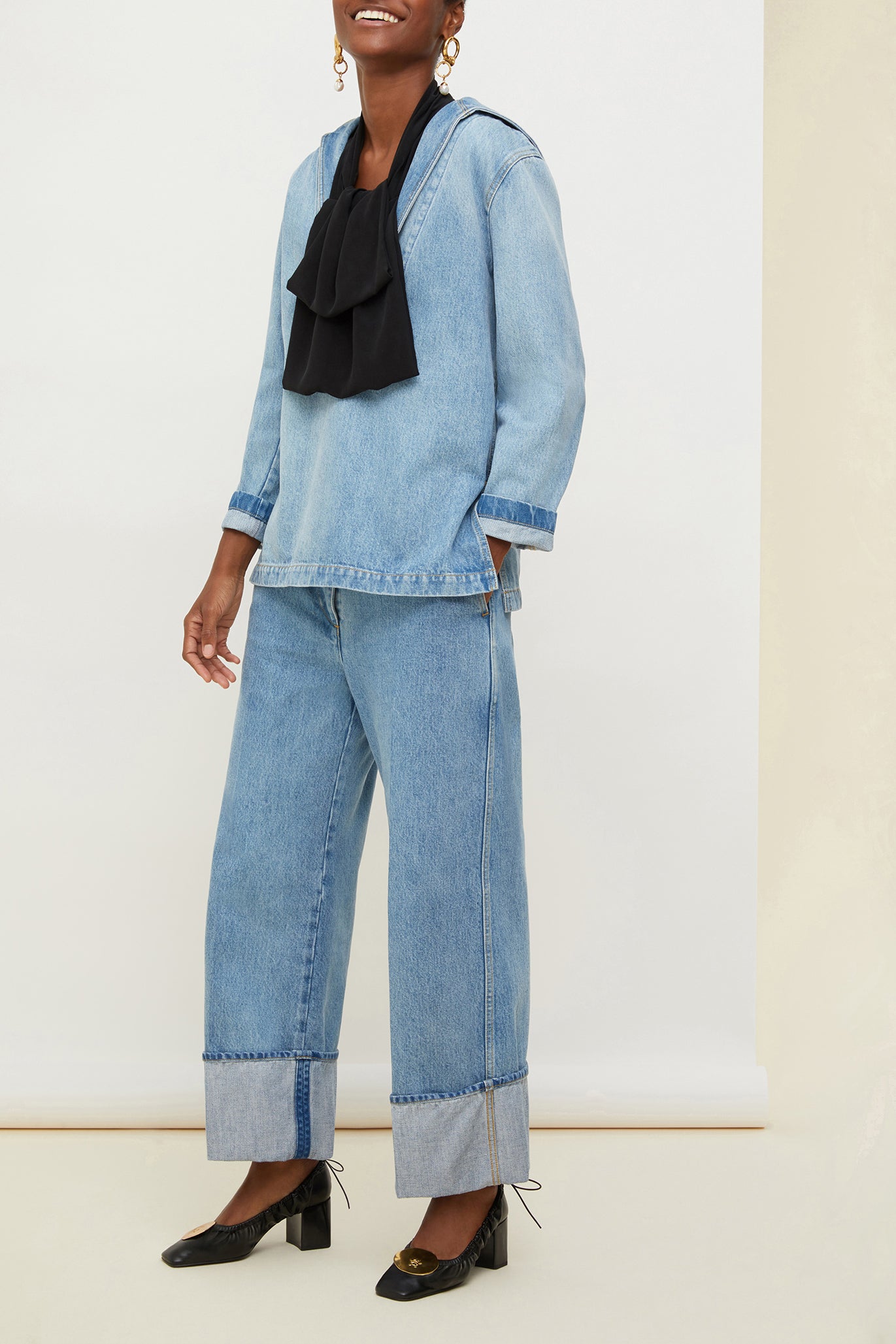 Patou P20TR0030008603D jean droit denim bio Blueberry