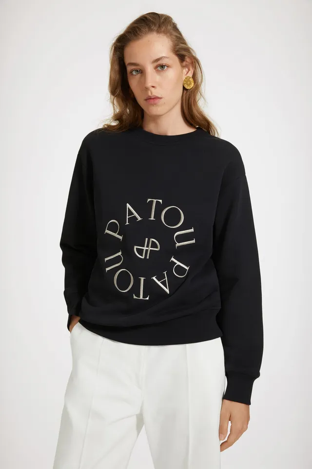Patou P23JE070 sweat coton bio noir médaillon